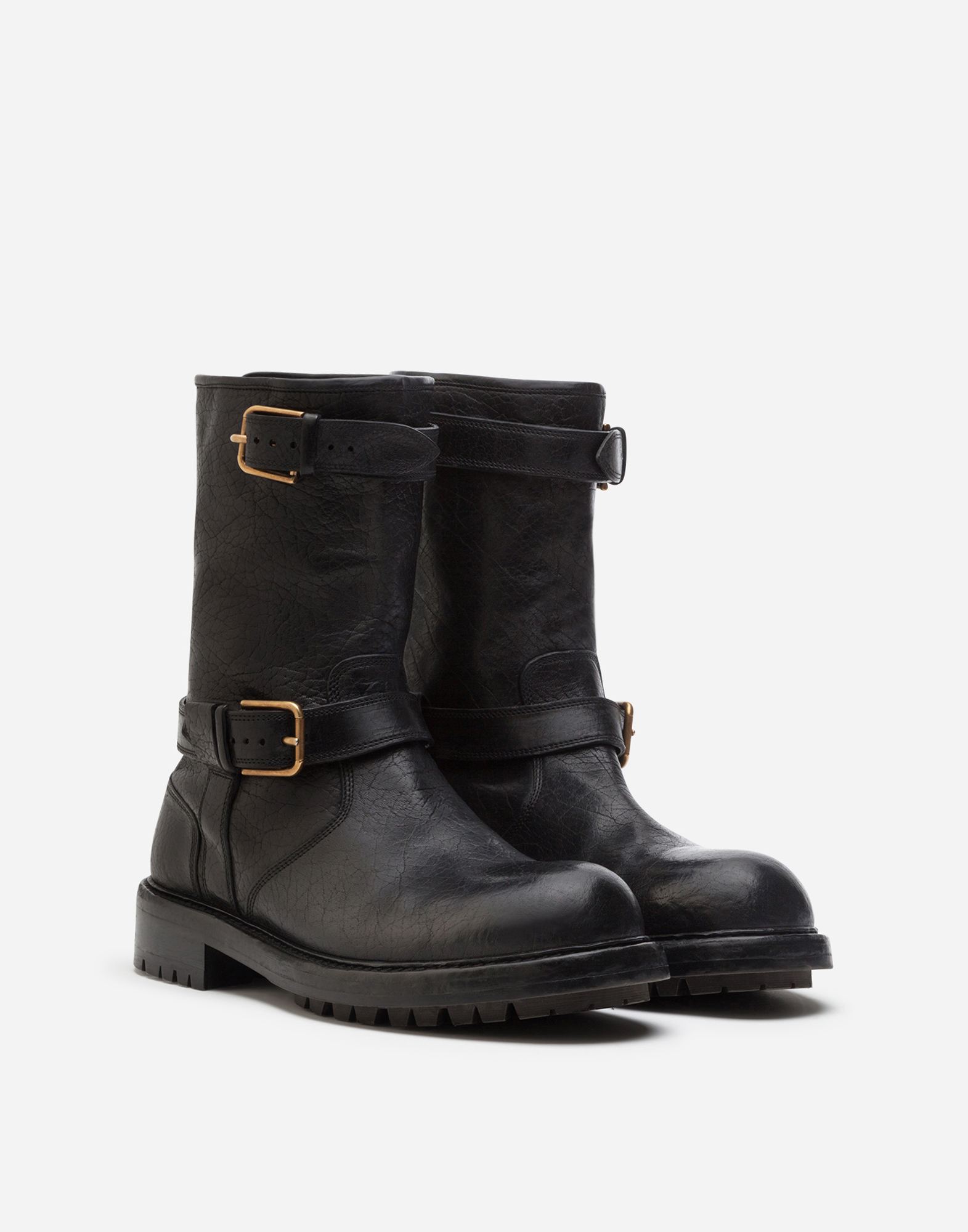 Dolce & Gabbana Black Leather Bernini Boots In Black