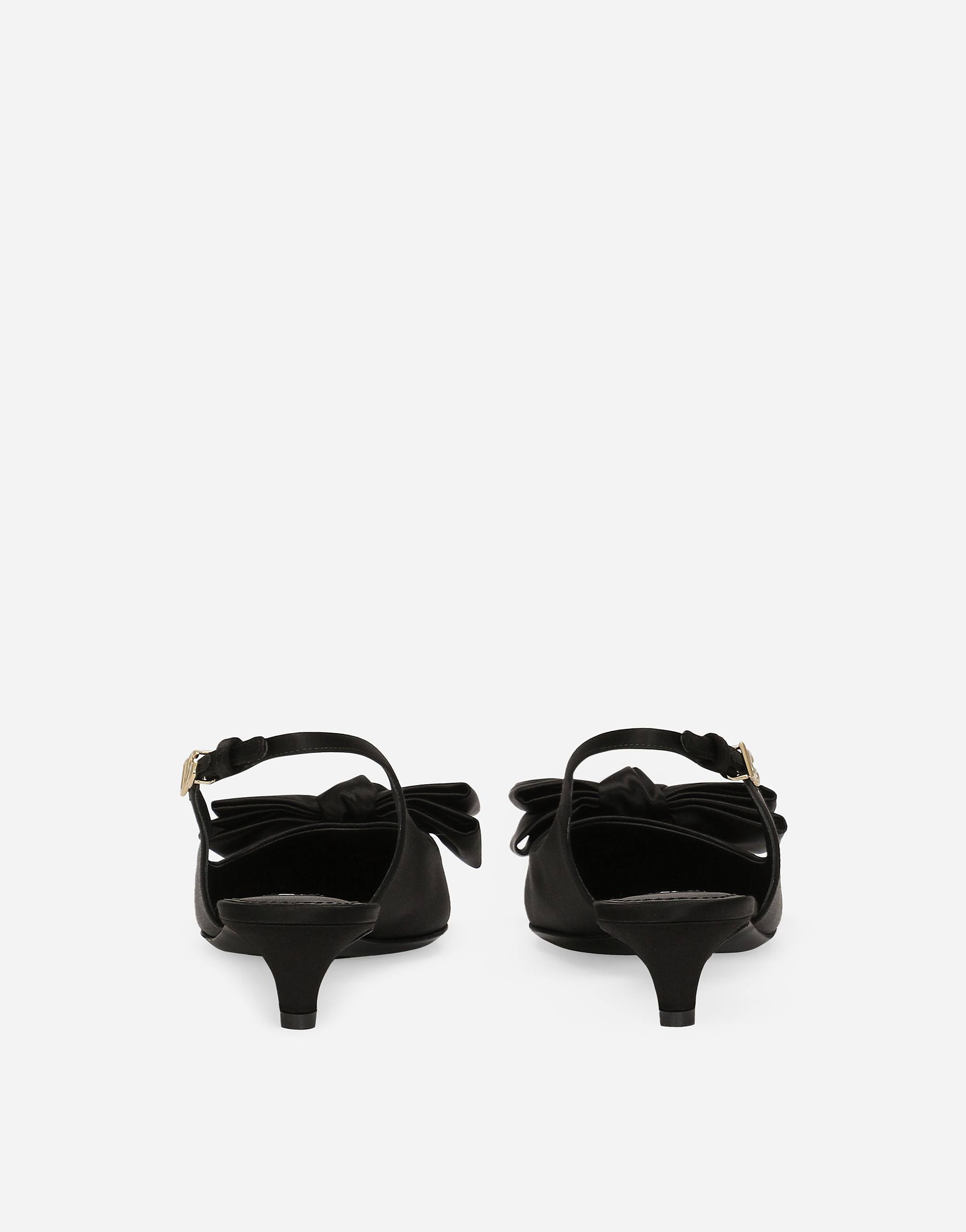 Dolce & Gabbana Satin Slingbacks With Bow Detail In Black