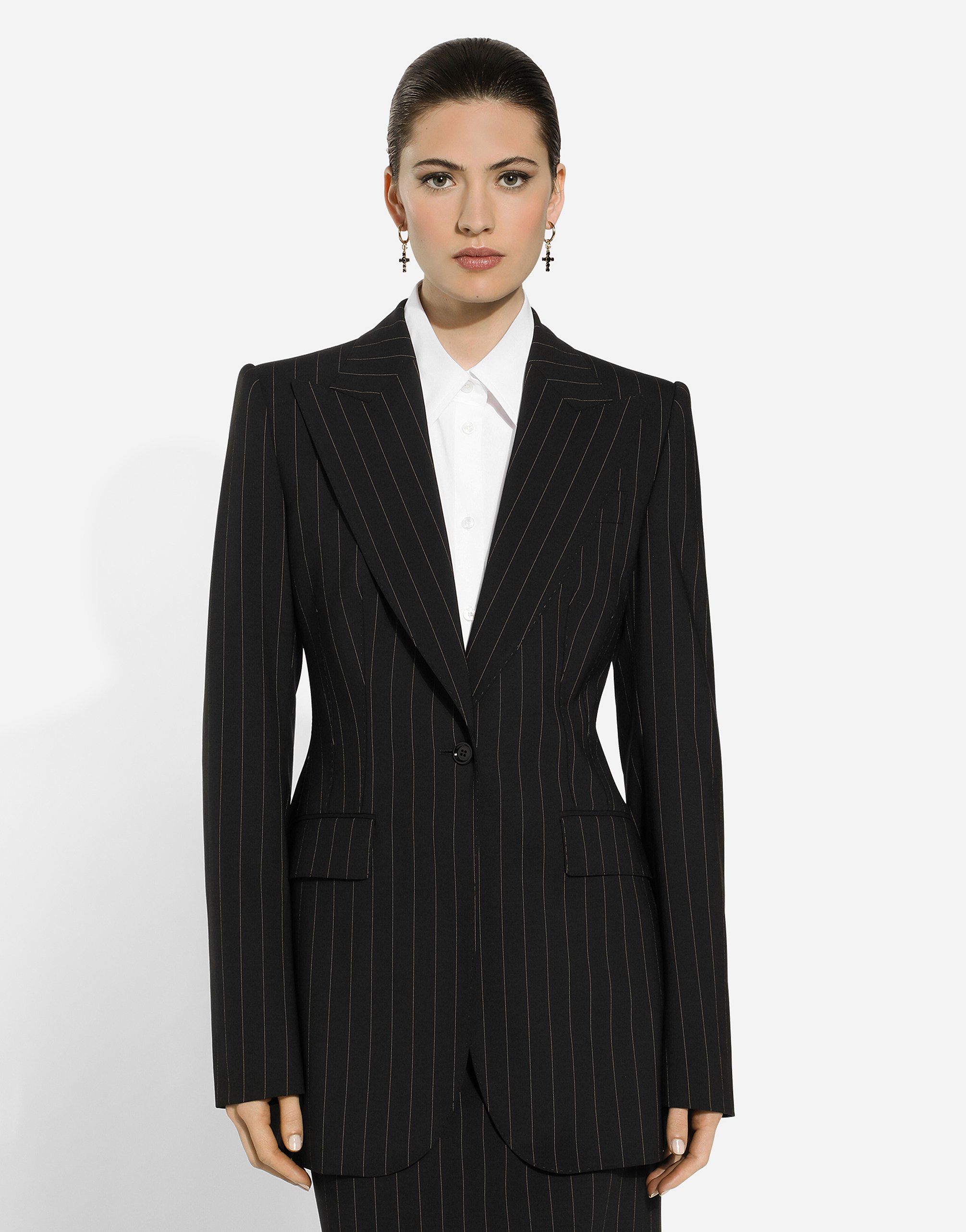 Dolce & Gabbana Single-breasted Pinstripe Wool Turlington Jacket In Multicolor