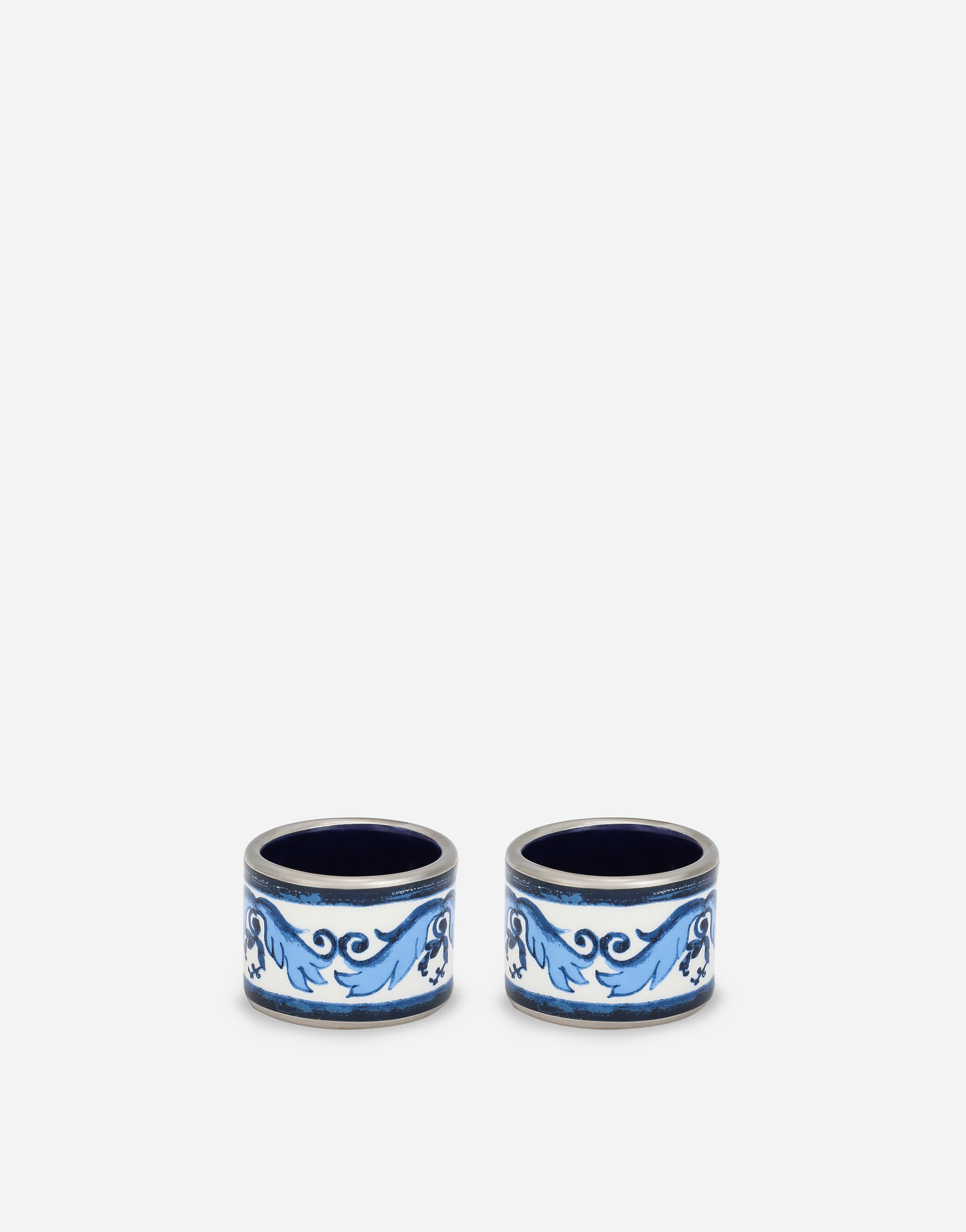 Dolce & Gabbana Set 2 Medium Ceramic Napkin Rings In Multicolor