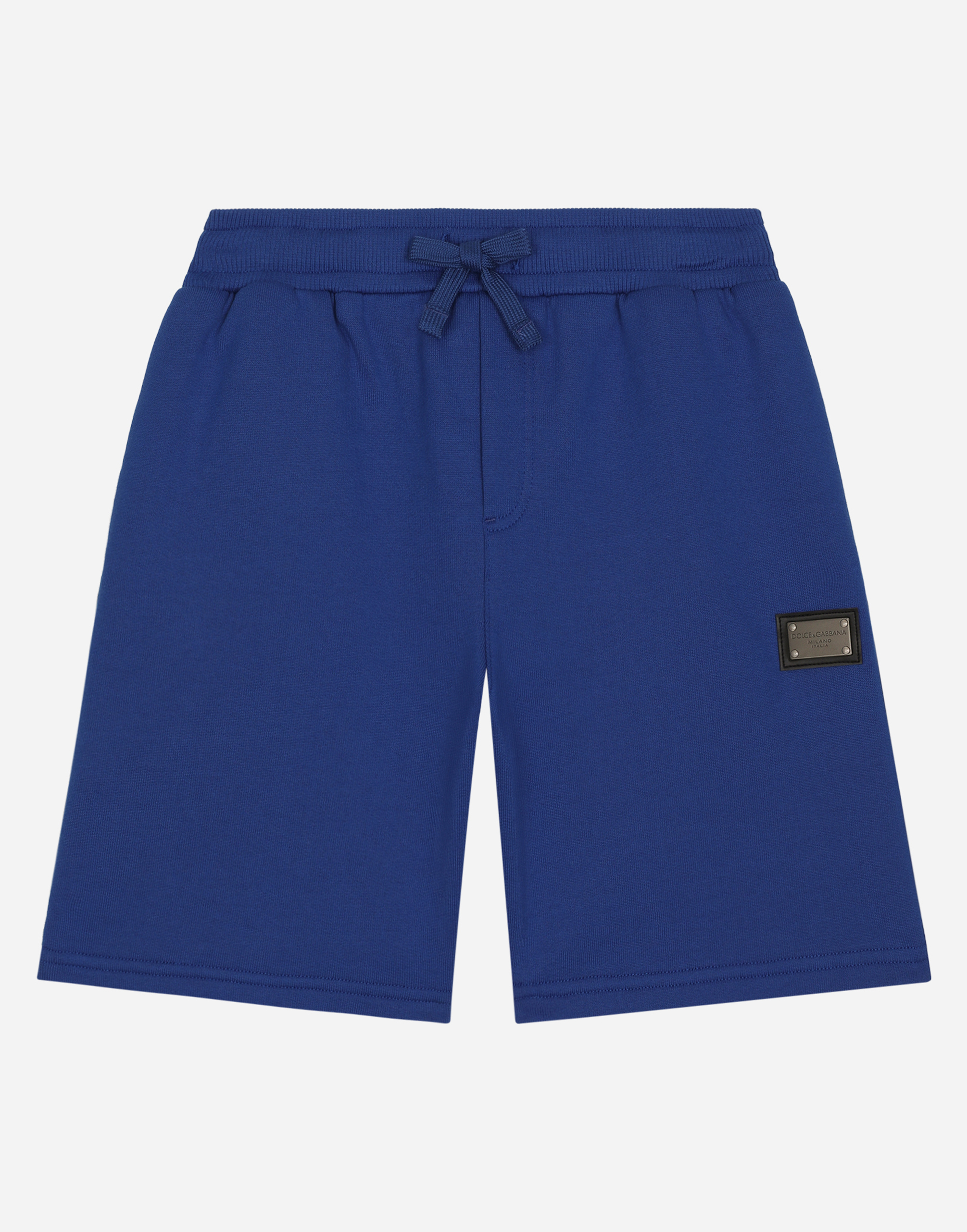 Jersey jogging shorts with logo tag