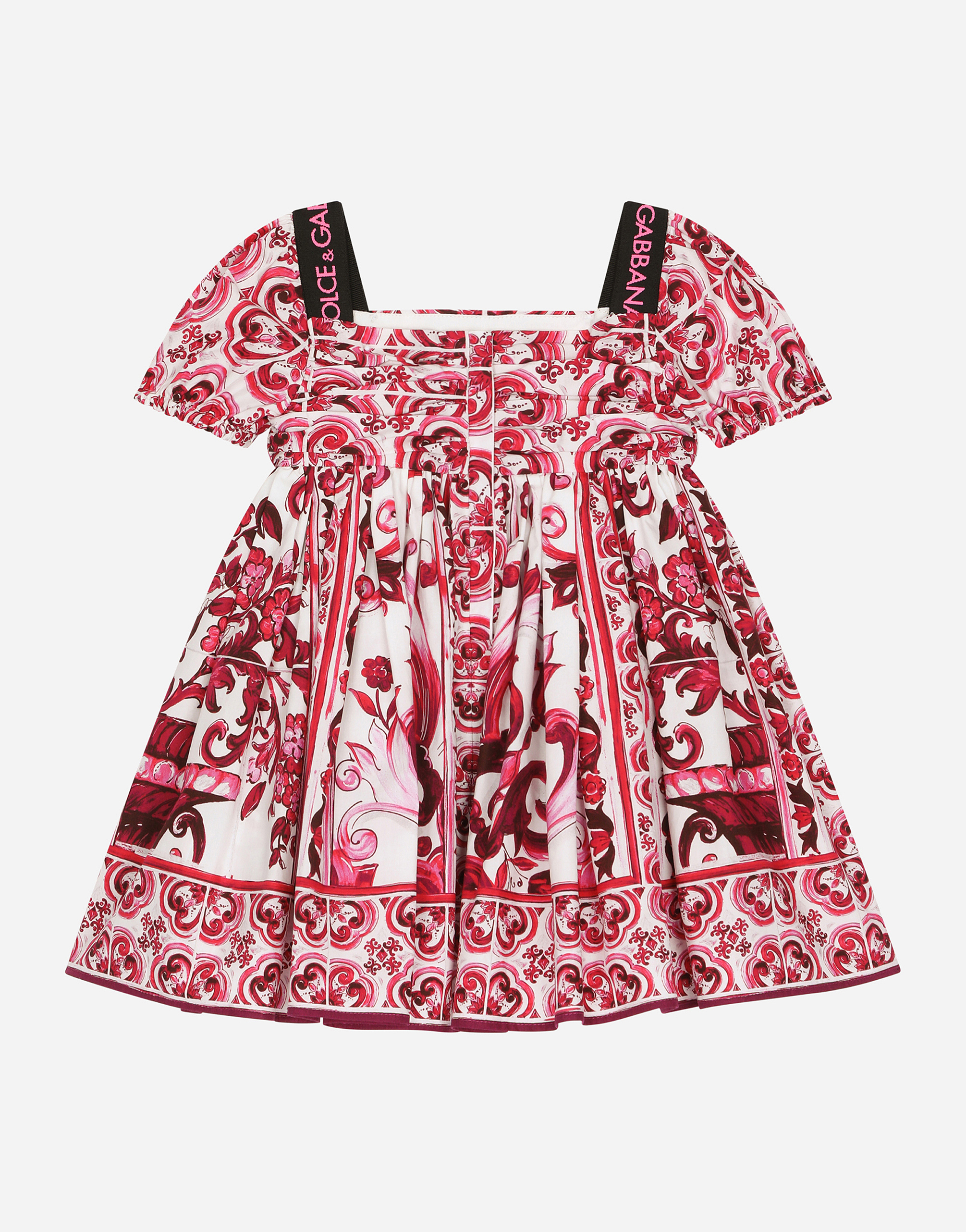 DOLCE & GABBANA MAJOLICA-PRINT POPLIN MIDI DRESS