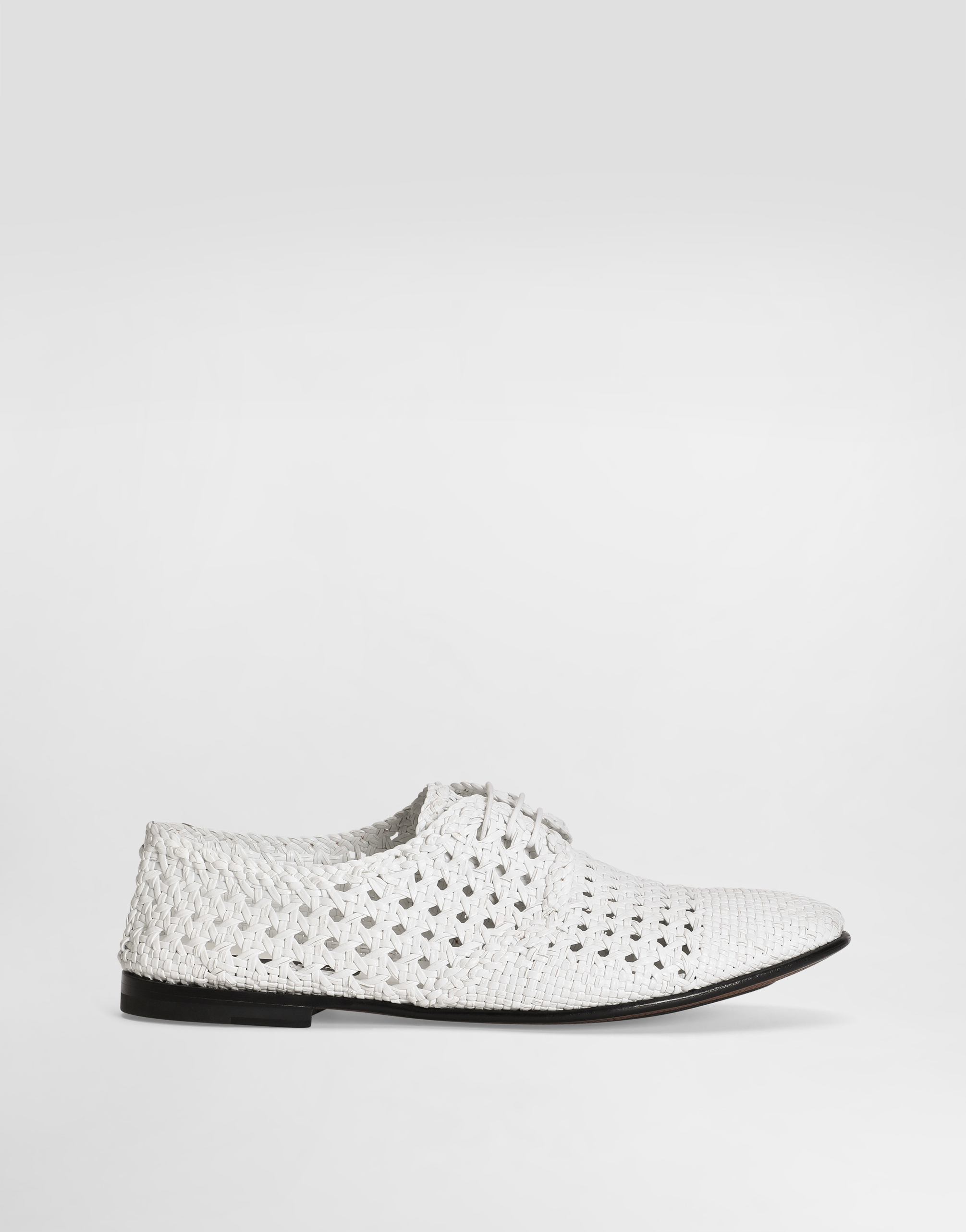 Dolce & Gabbana Woven Leather Derby Shoes - Man Lace-ups White