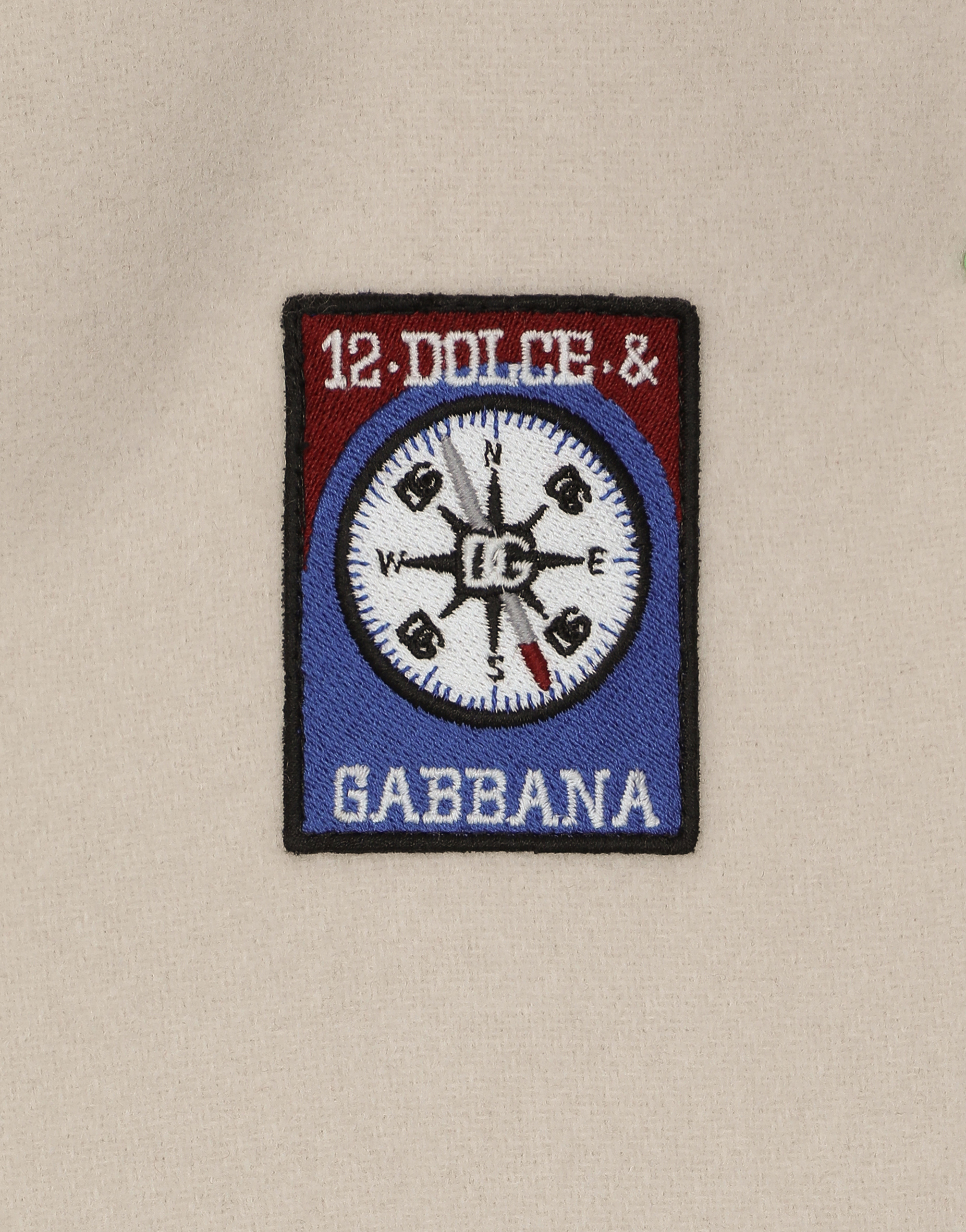 Wool-blend bomber jacket with patches