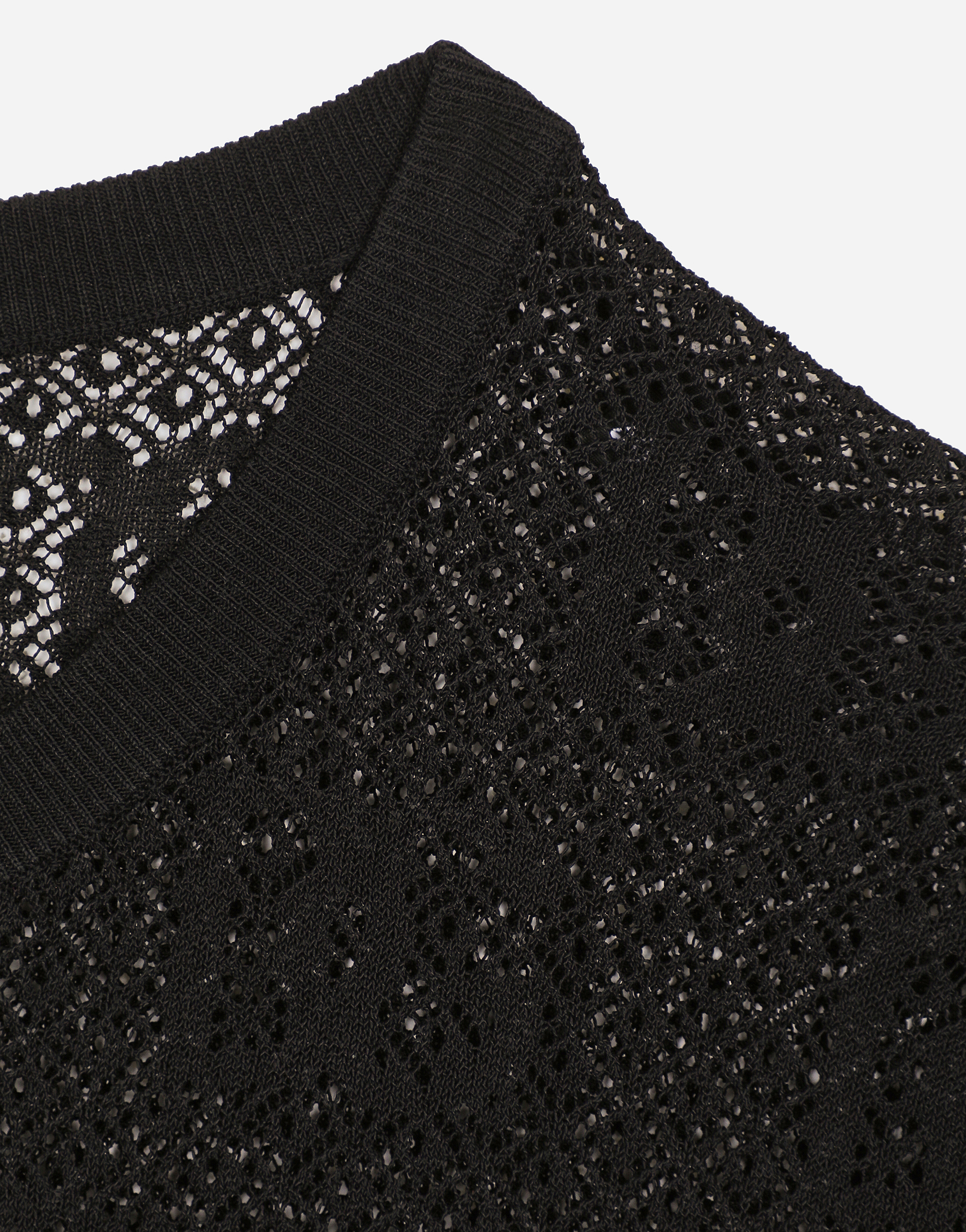 Dolce & Gabbana Open Work Top With Jacquard Logo In ブラック