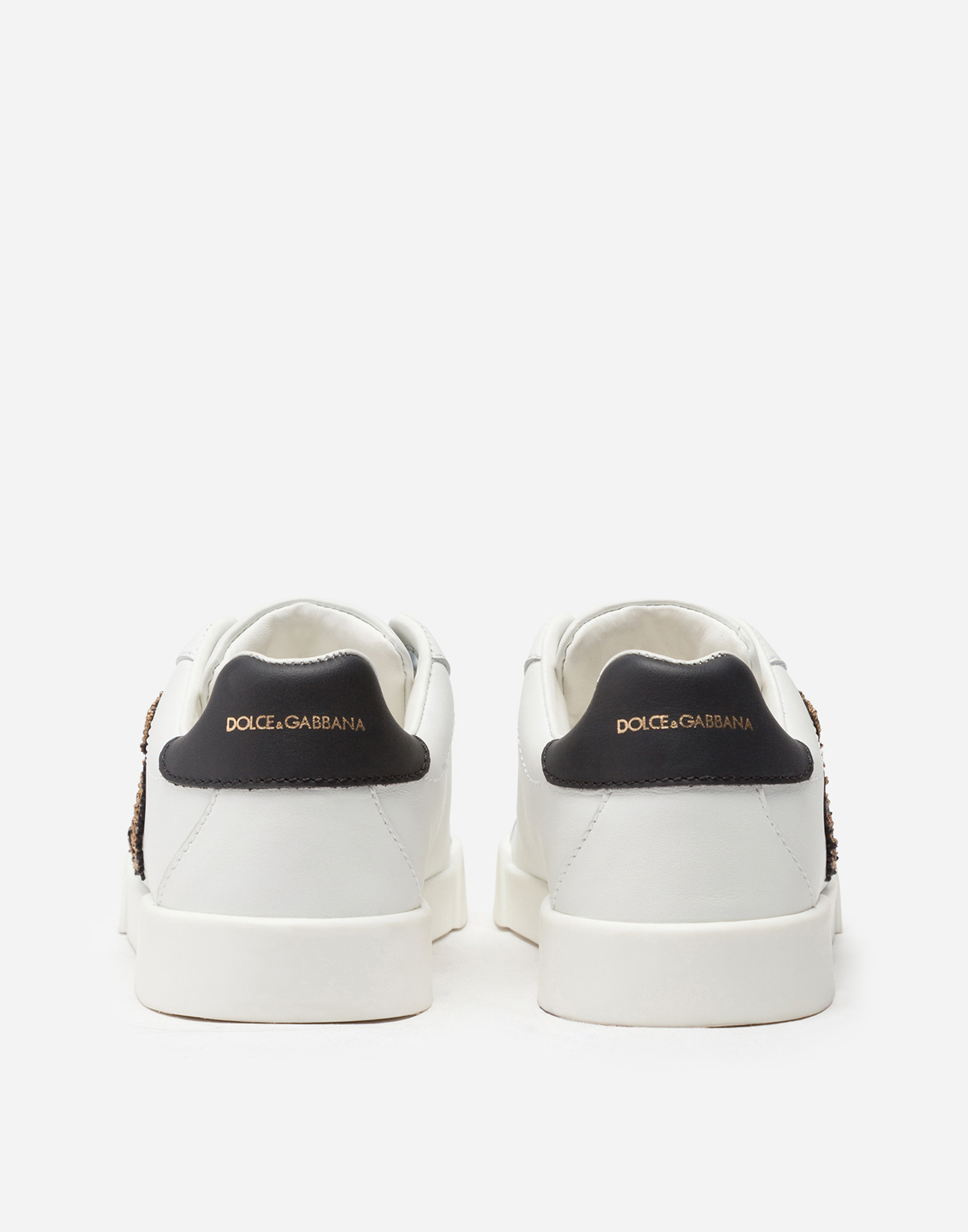DOLCE & GABBANA PORTOFINO LIGHT SNEAKERS WITH LOGO PATCH IN FRENCH WIRE