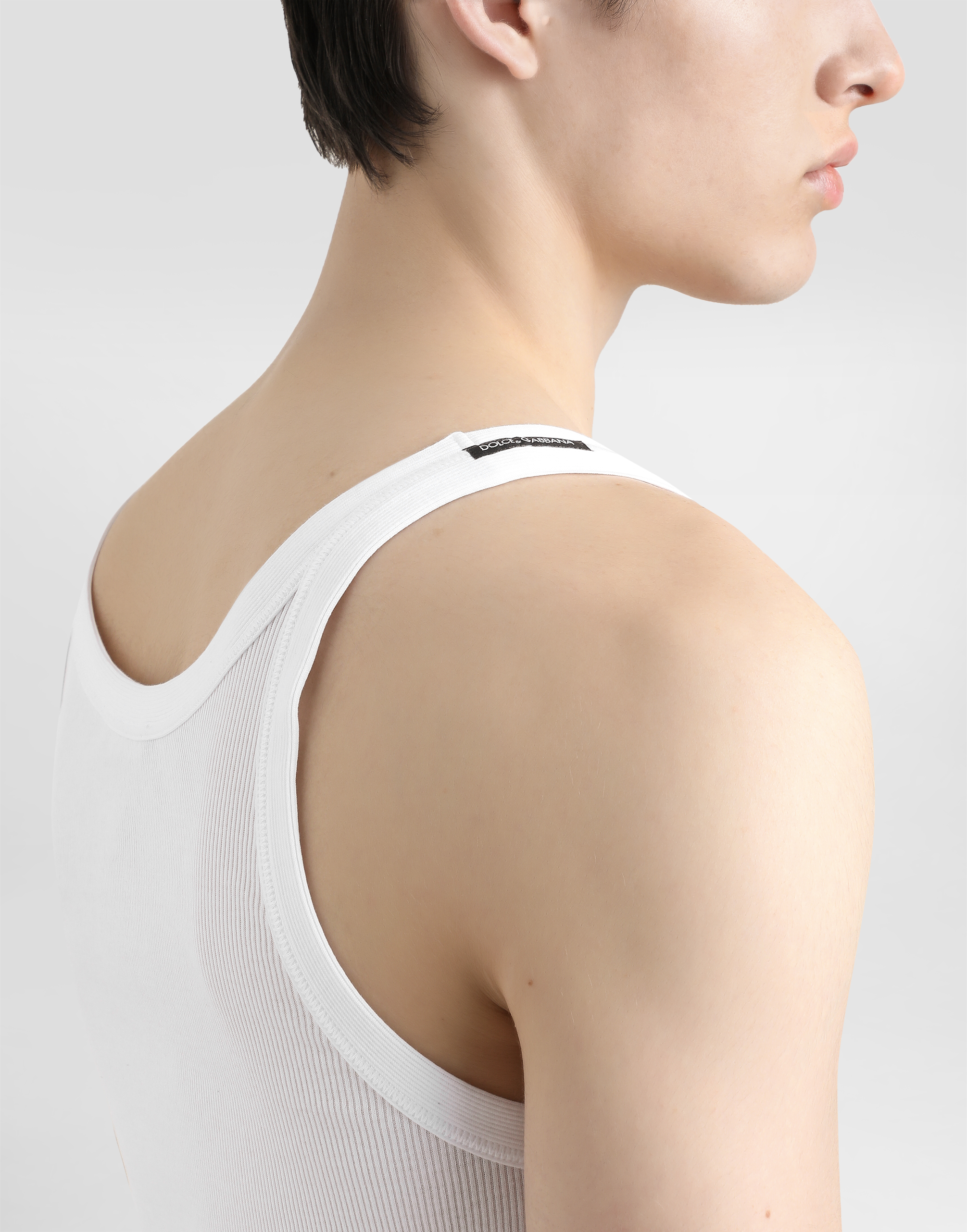 Shop Dolce & Gabbana Fine-rib Slim-fit Singlet With Embroidery In White