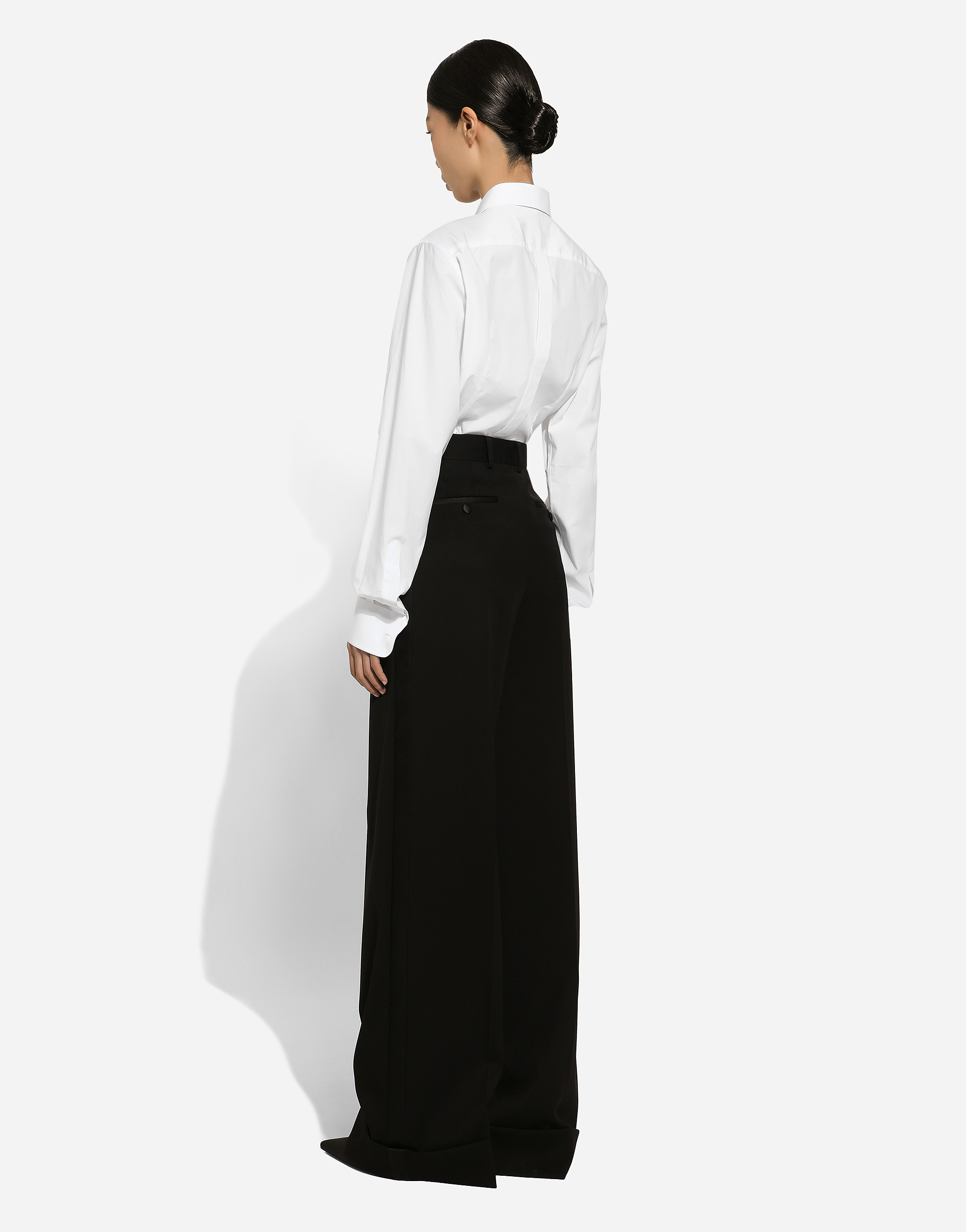 Dolce & Gabbana High-waisted Wool Gabardine Cigarette Pants In ブラック