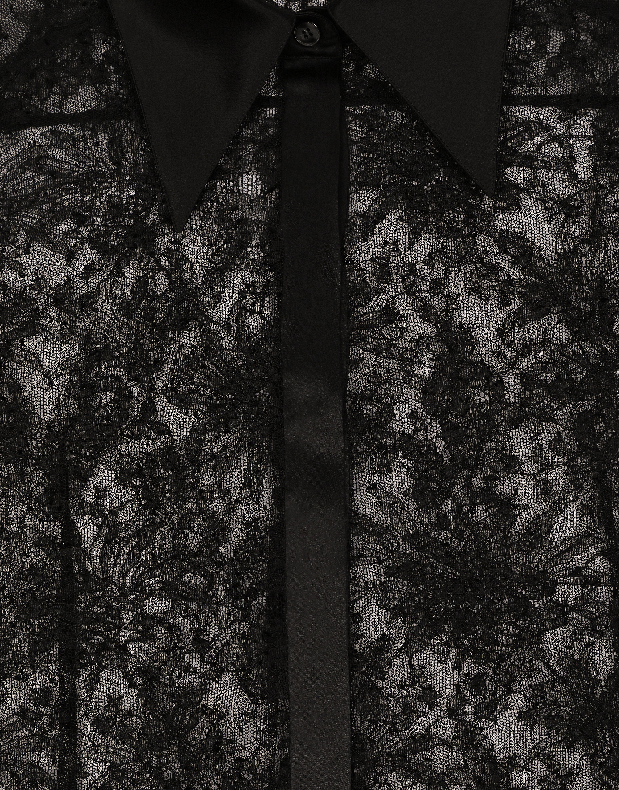 Chantilly lace shirt with satin details