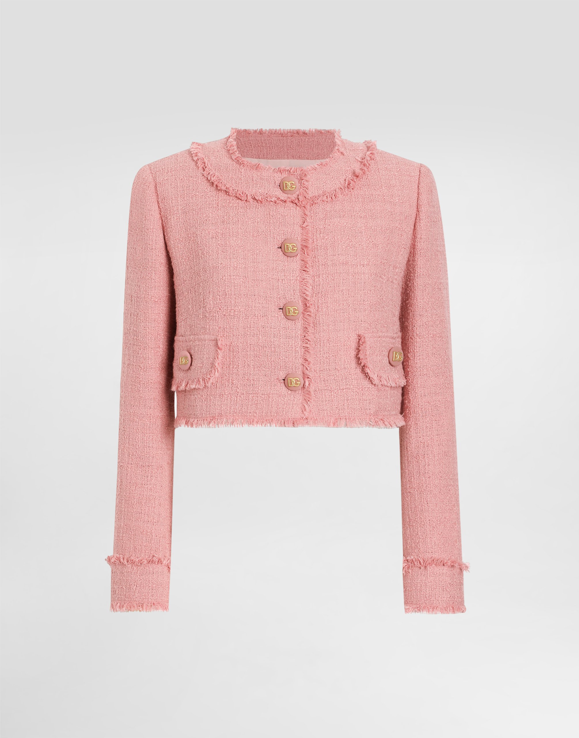 Pinkのウィメンズ Short raschel tweed jacket | Dolce&Gabbana®