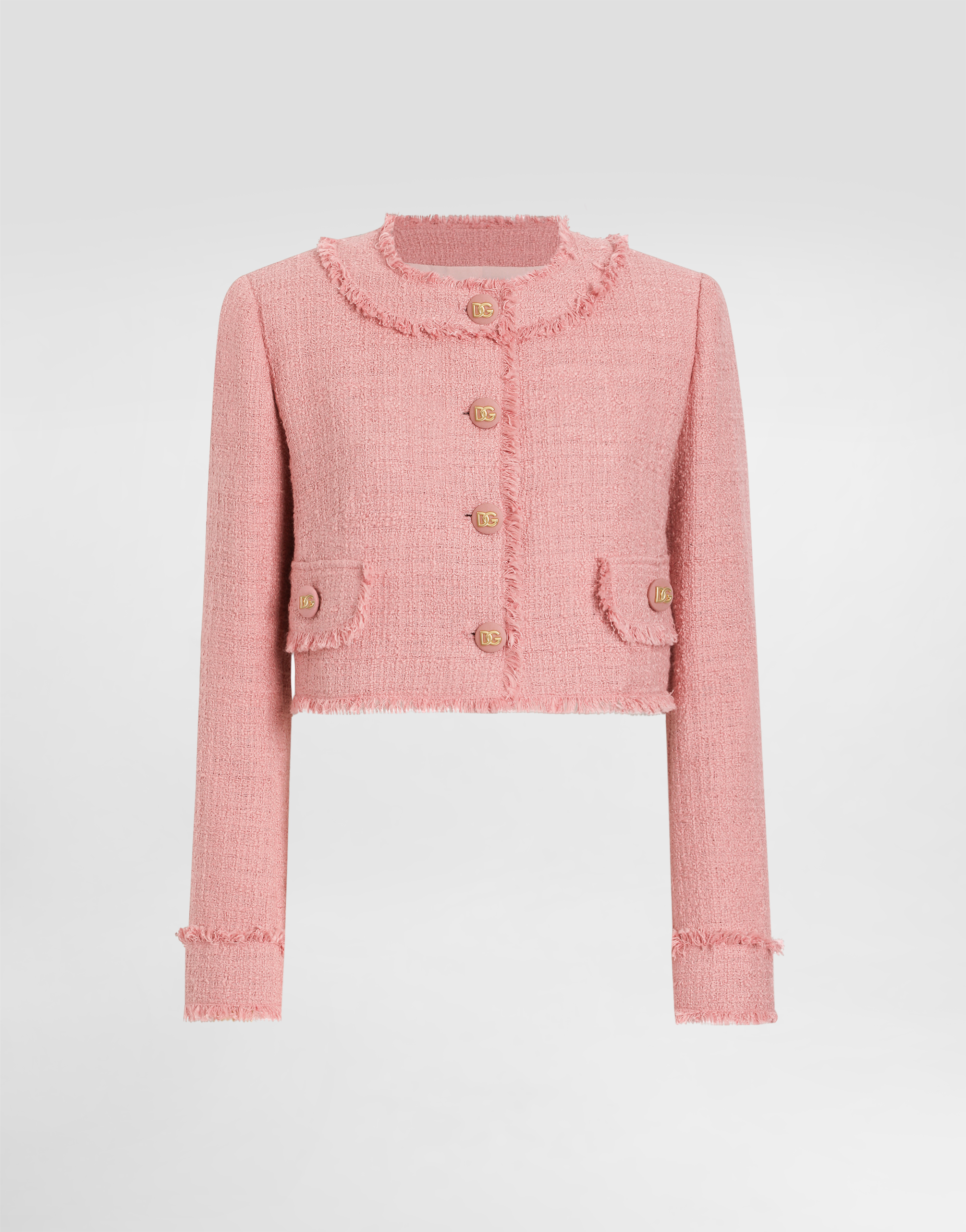 Dolce & Gabbana Pink Crop Jacket With Logoed Buttons