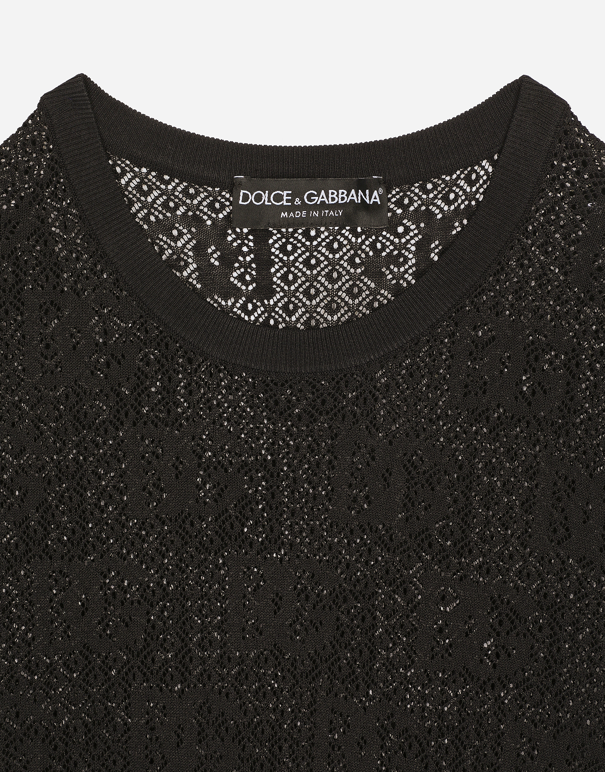 Dolce & Gabbana Open Work Top With Jacquard Logo In ブラック