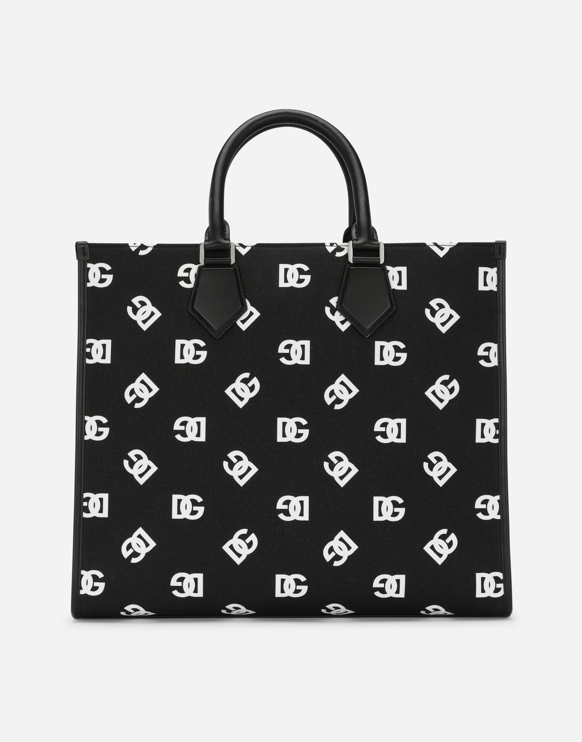DOLCE & GABBANA LARGE CANVAS SHOPPER WITH ALL-OVER DG LOGO