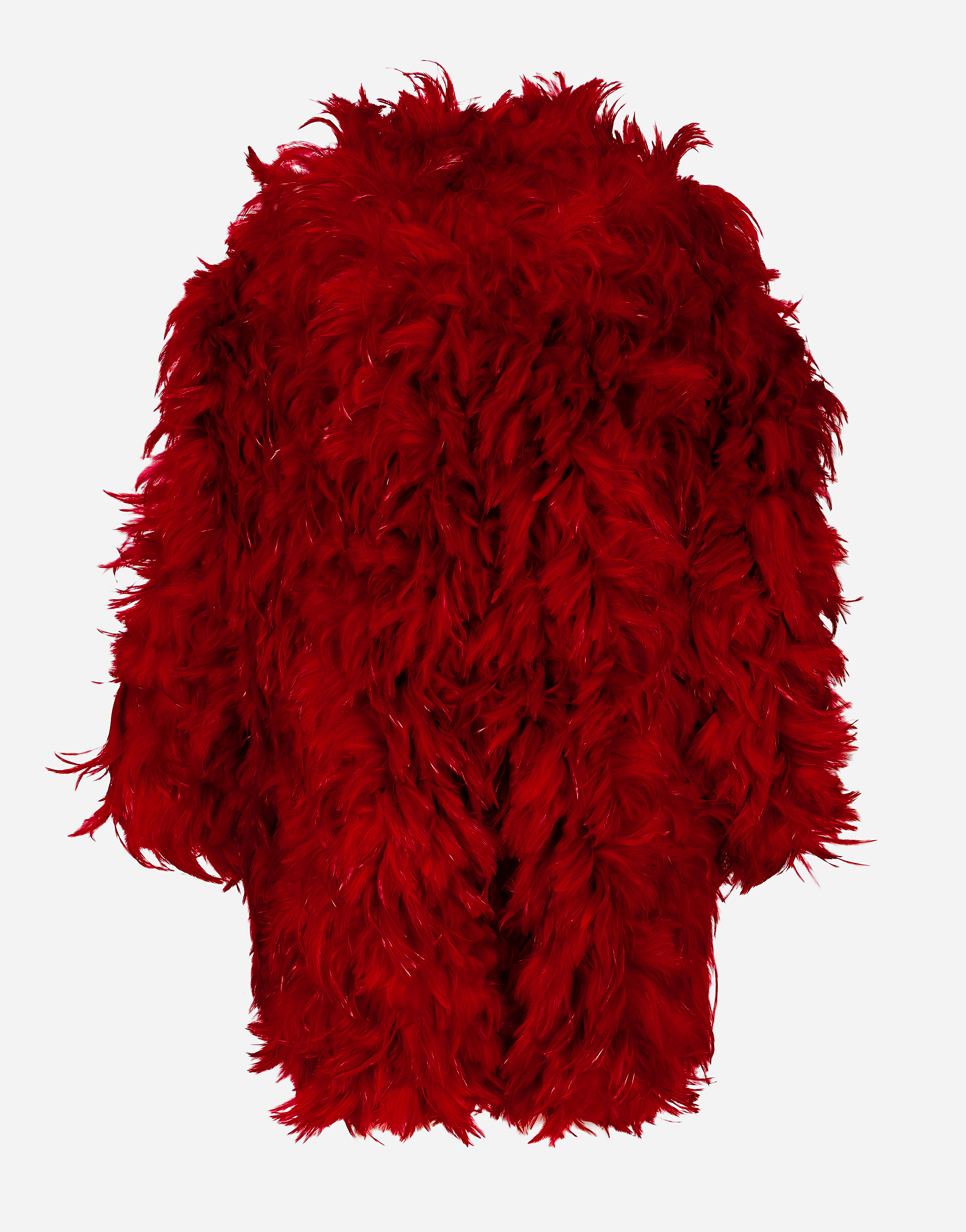 DOLCE & GABBANA ORGANZA COAT WITH ROOSTER FEATHER EMBELLISHMENT