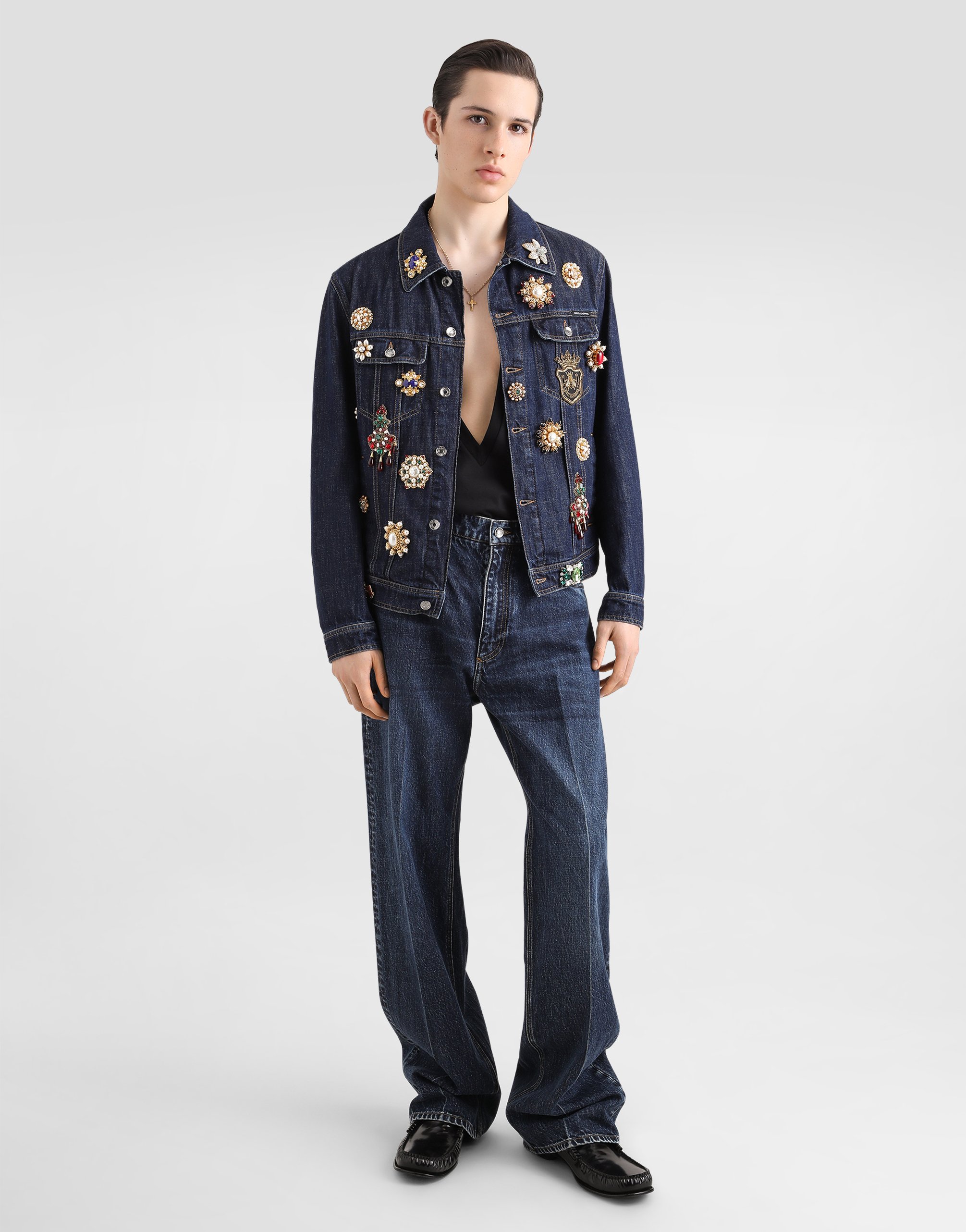 Dolce & Gabbana Baggy Denim Jeans In Multicolor