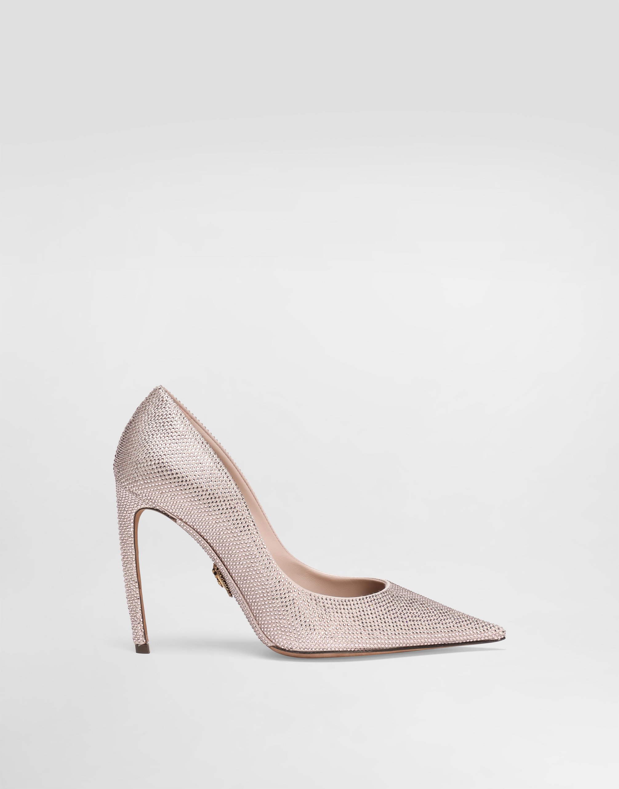 Devotion satin pumps with rhinestones