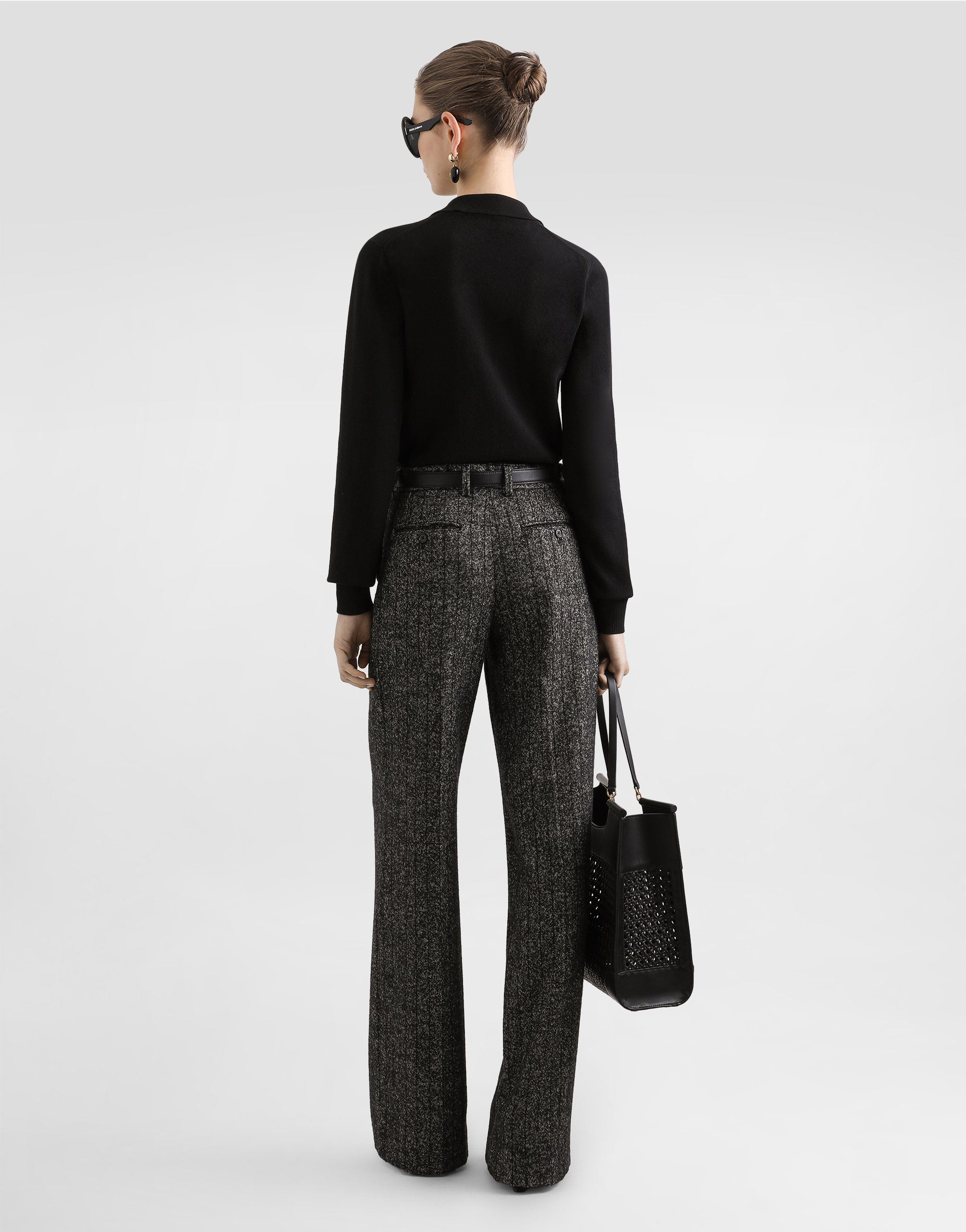 Dolce & Gabbana Collared Neck Long Sleeves Ribbed Hem In Black