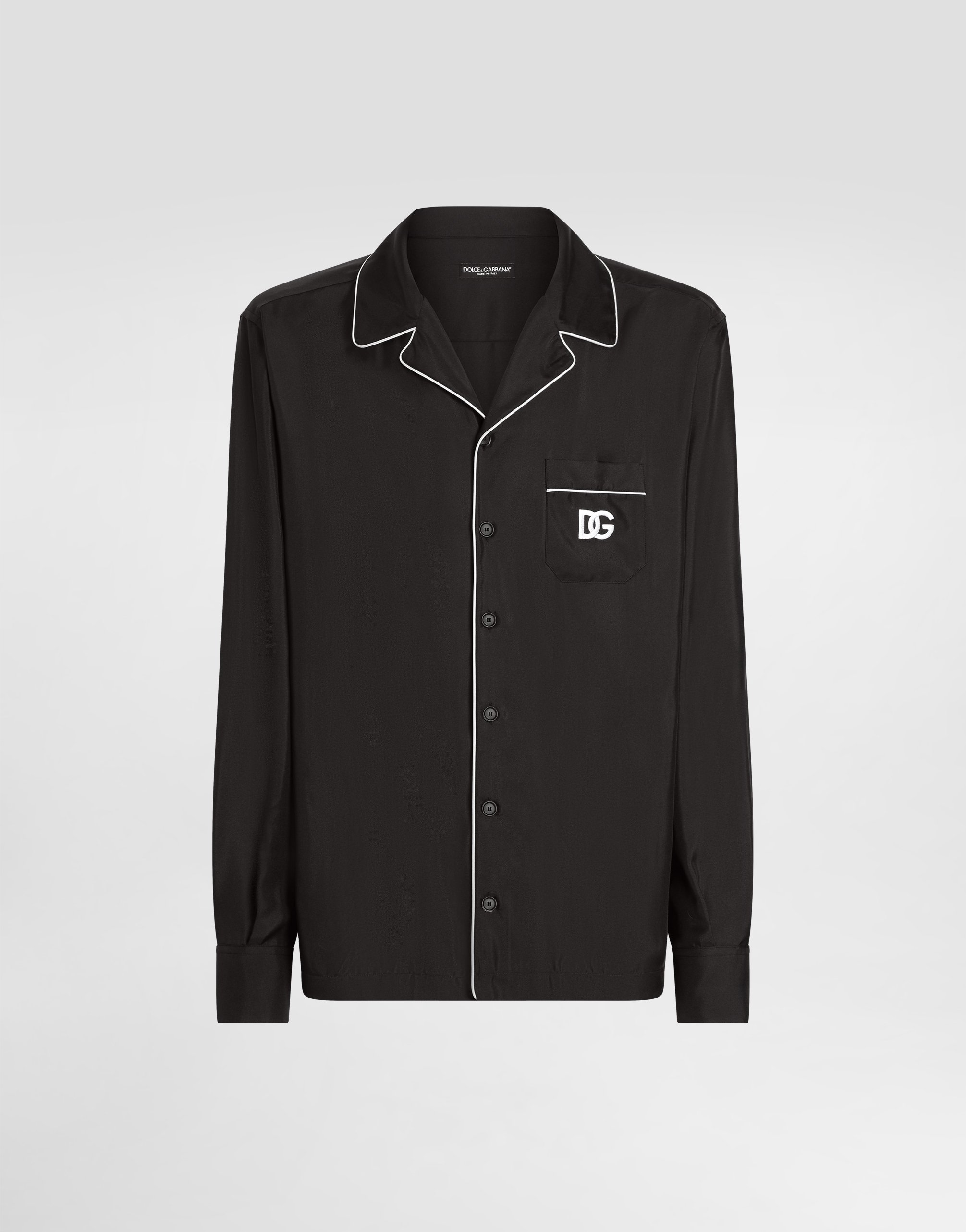 Silk shirt with DG logo-embroidered patch