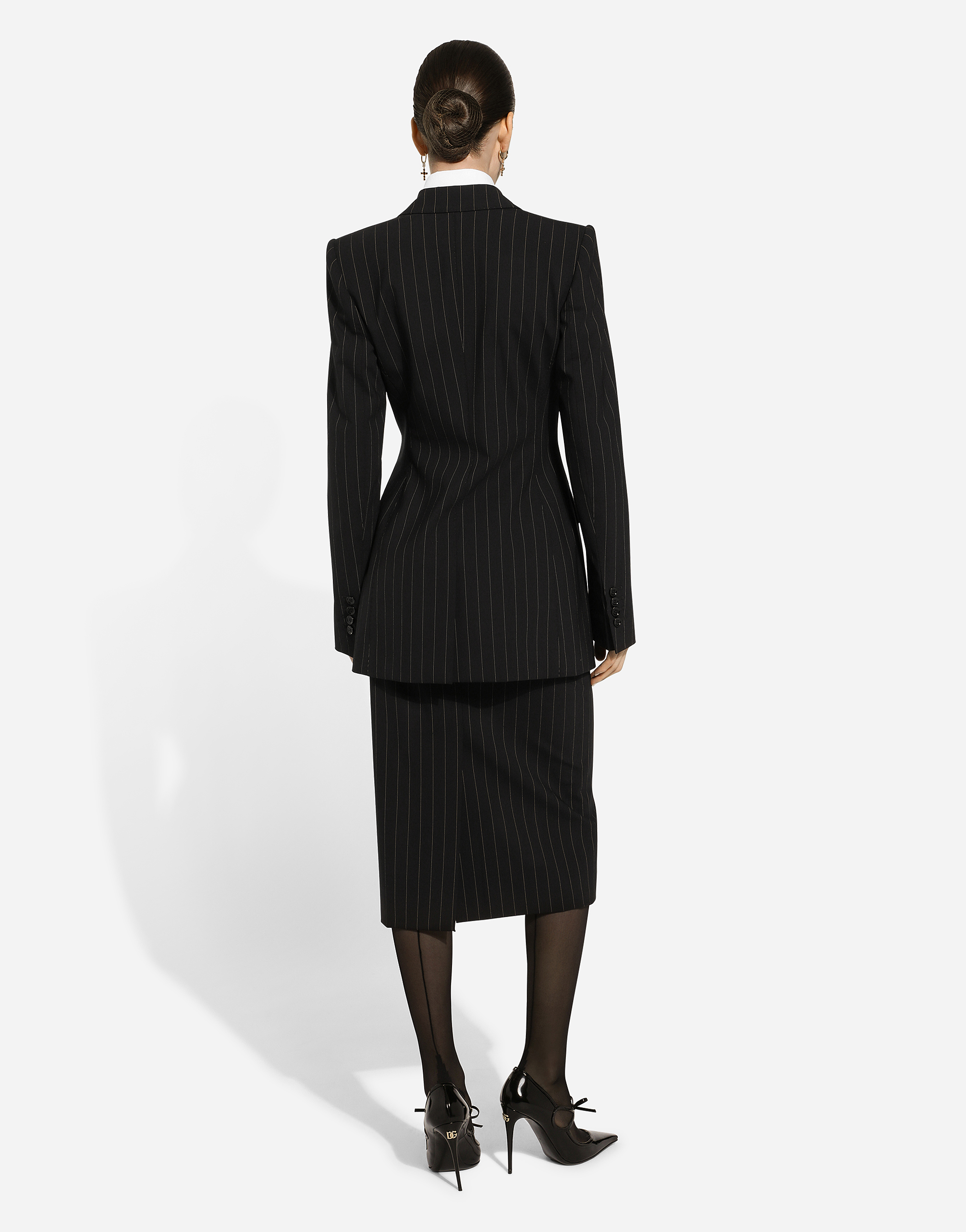 Dolce & Gabbana Single-breasted Pinstripe Wool Turlington Jacket In Multicolor
