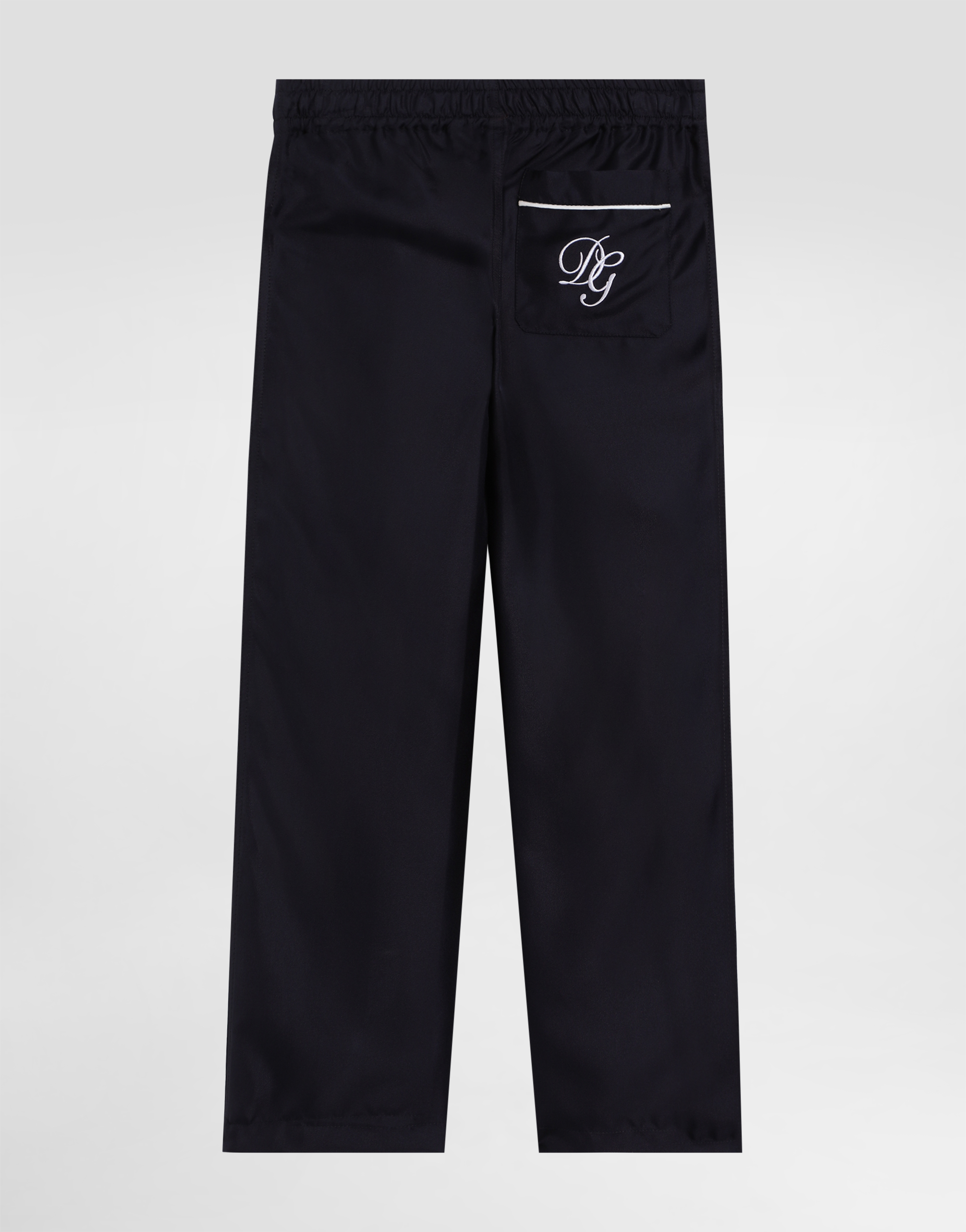 Dolce & Gabbana Twill Pajama Pants With Dg Logo In Blue