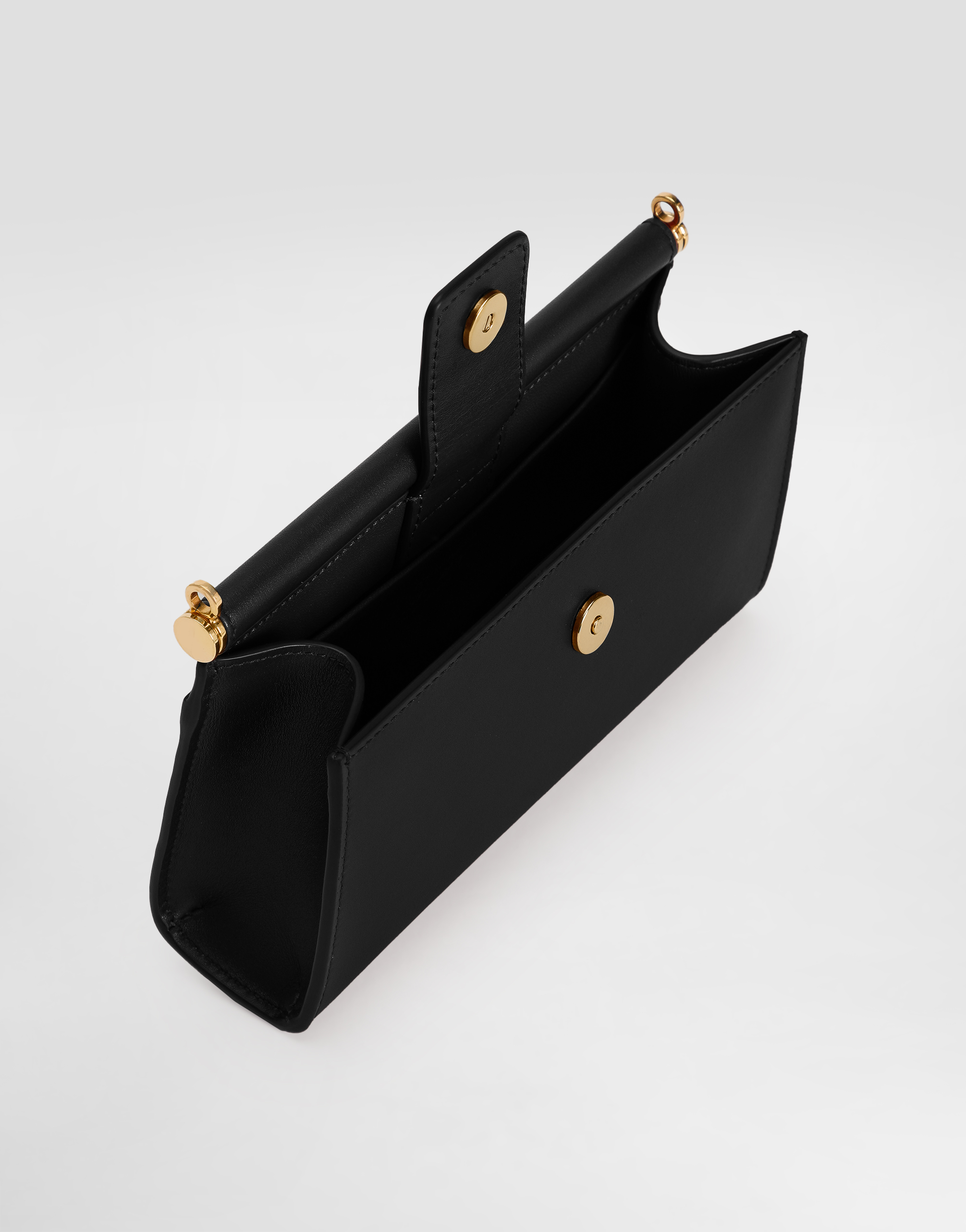 Dolce & Gabbana Plongé Calfskin Phone Bag In Black