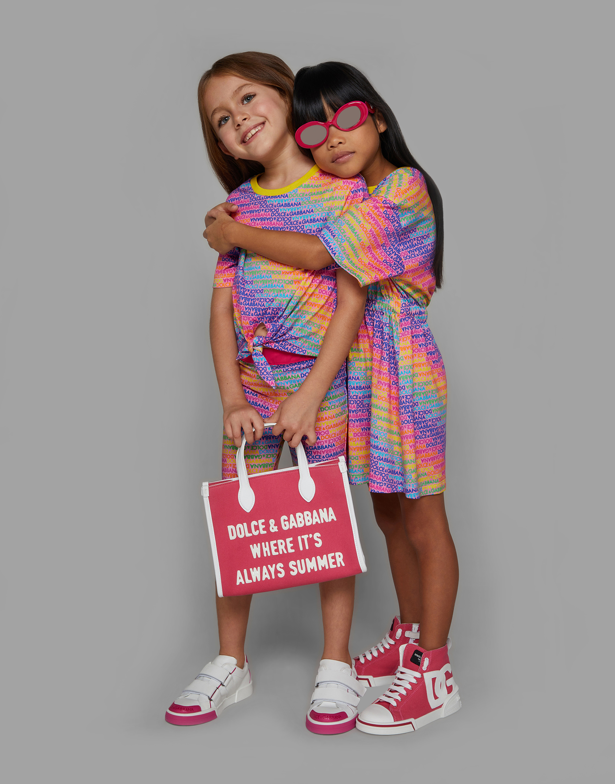 Jersey dress with all-over logo print