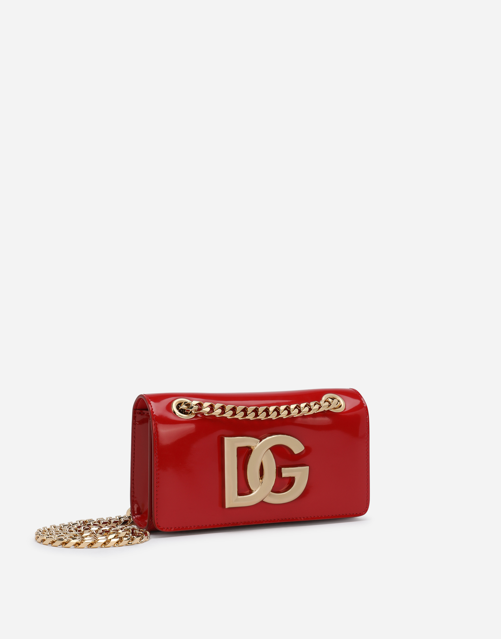 Shop Dolce & Gabbana Polished Calfskin 3.5 Cell Phone Bag In Red