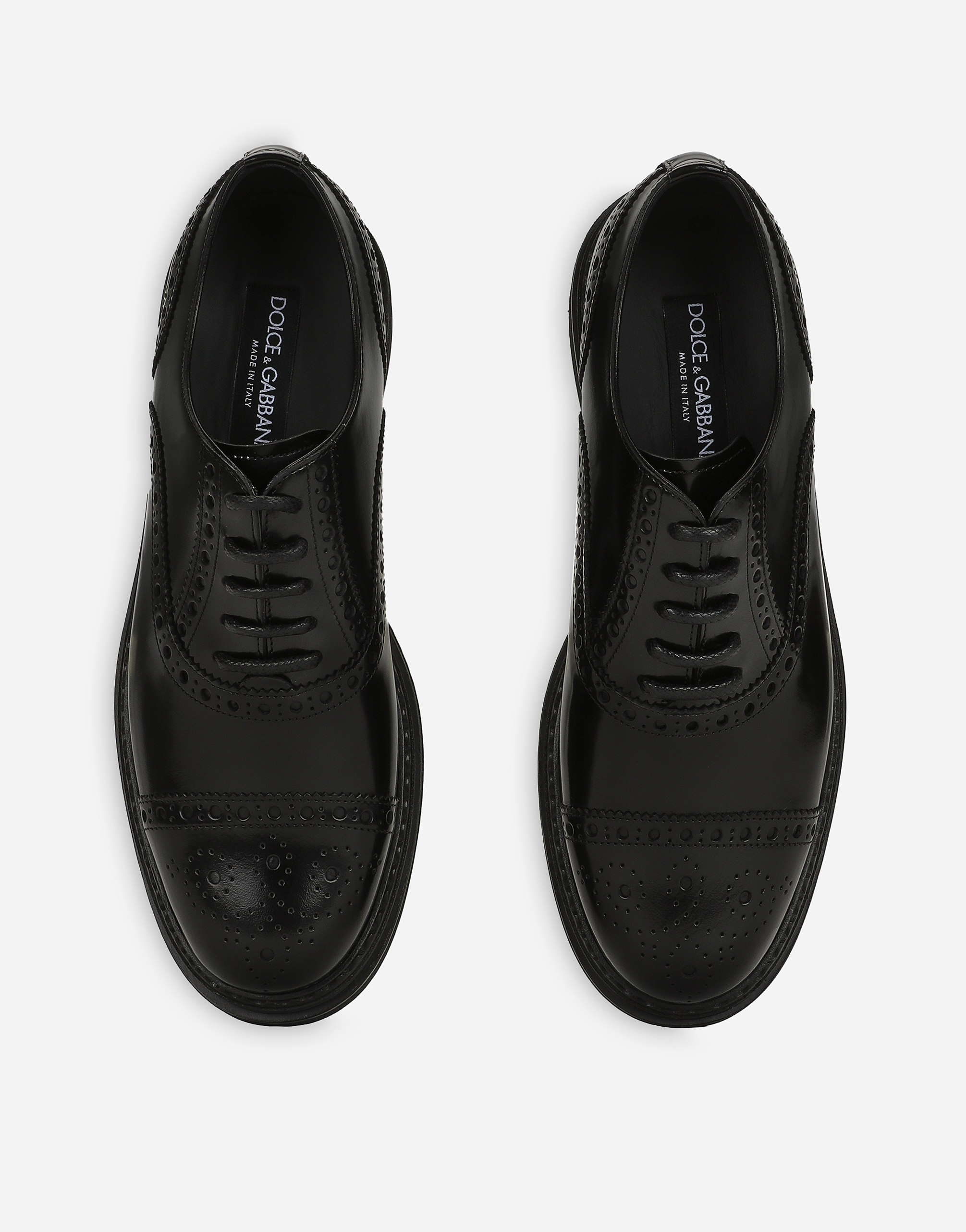 Dolce & Gabbana Day Classic Brushed Leather Brogue Shoes In Black
