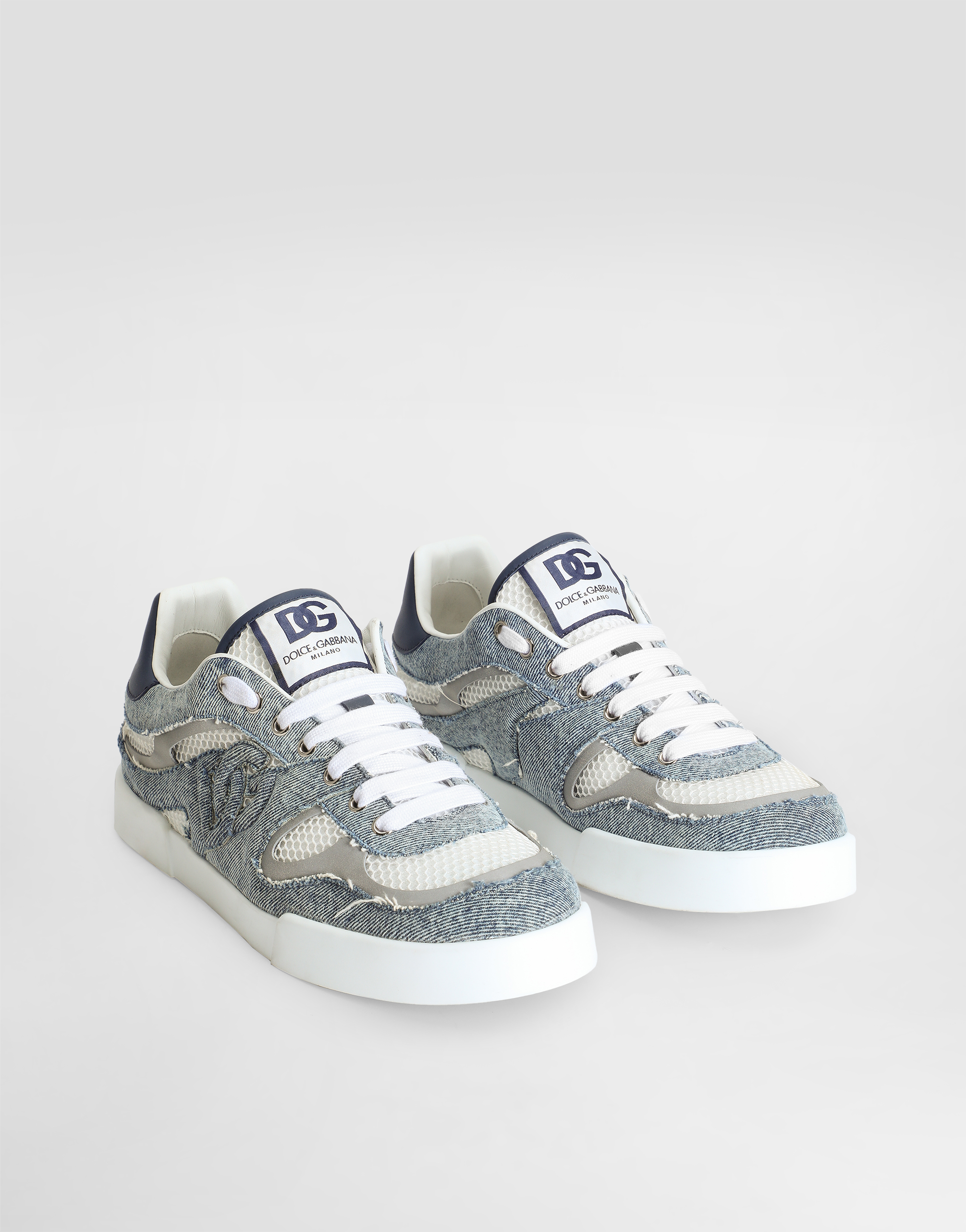 Dolce & Gabbana Portofino Light Low-top Mesh And Leather Sneakers In Multicolor