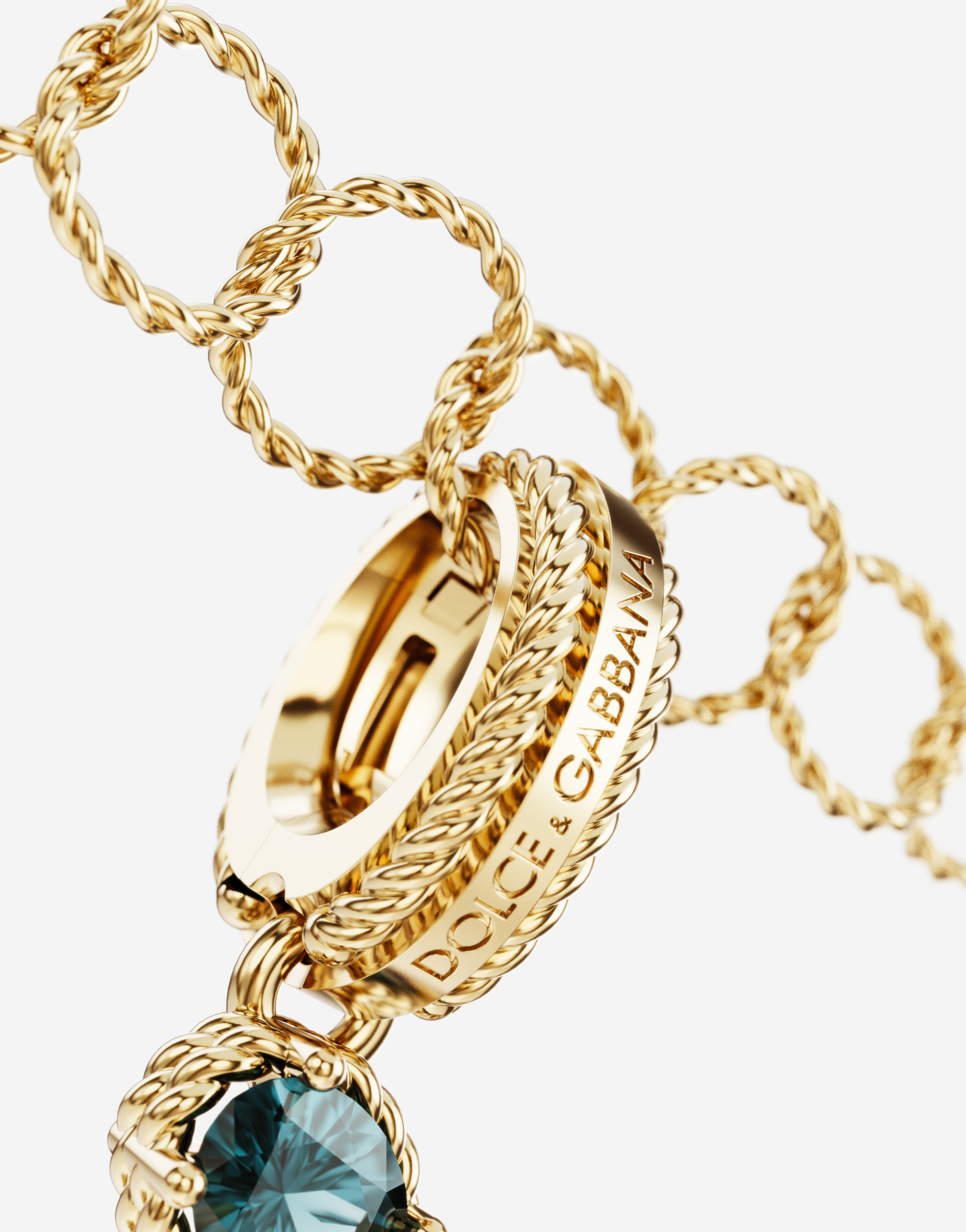 Dolce & Gabbana Rainbow Alphabet T 18 Kt Yellow Gold Charm With Multicolor Fine Gems Gold Female Onesize In Gold