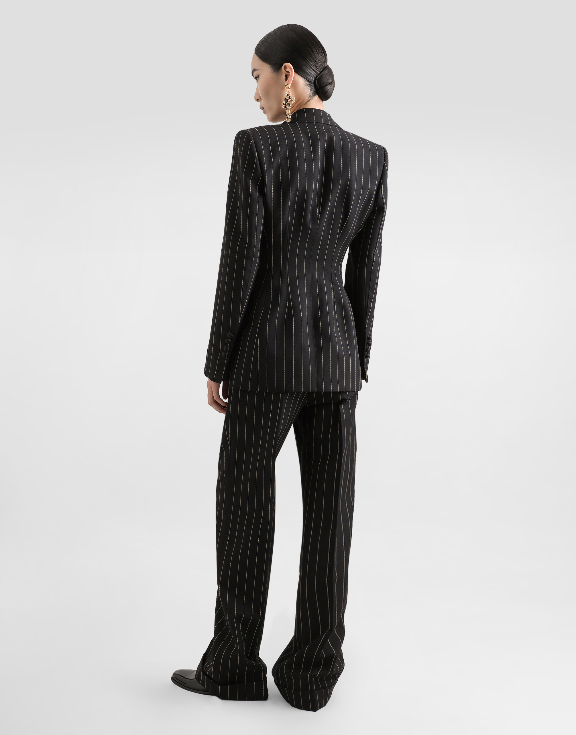 Dolce & Gabbana Double-breasted Pinstripe Wool Jacket In Multicolor