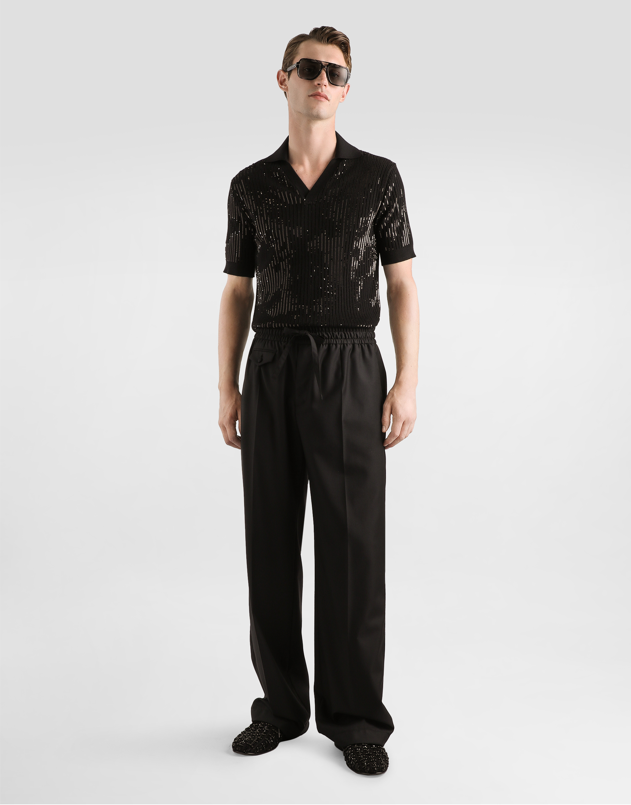 Wool and silk polo shirt