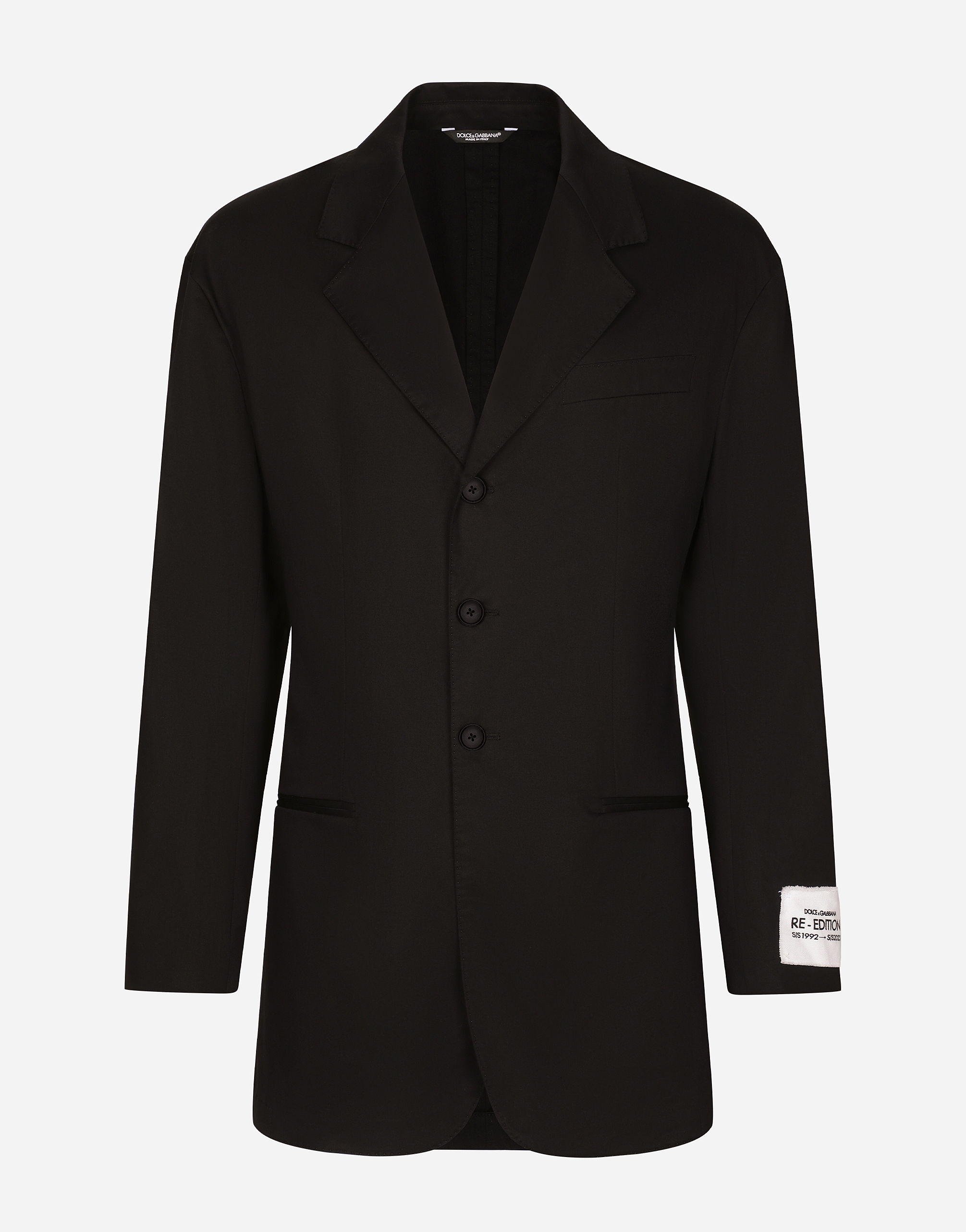 Dolce & Gabbana Male Black Stretch Cotton Gabardine Jacket - Man Suits And Blazers Cotton Size 48 - Image 1