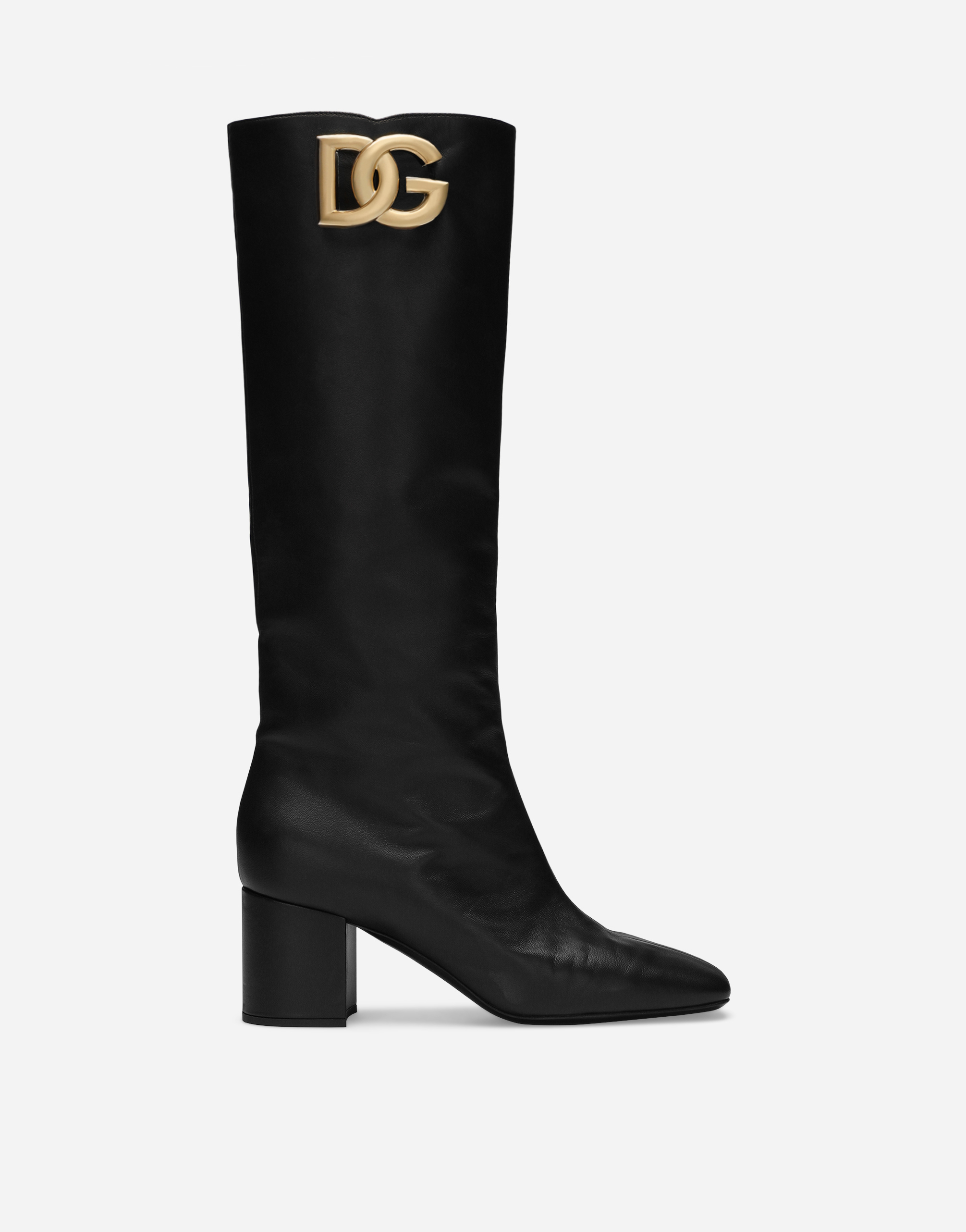 Dolce & Gabbana Female Nappa Leather Boots - Woman Boots And Booties Leather Black Size 38.5 - Image 1