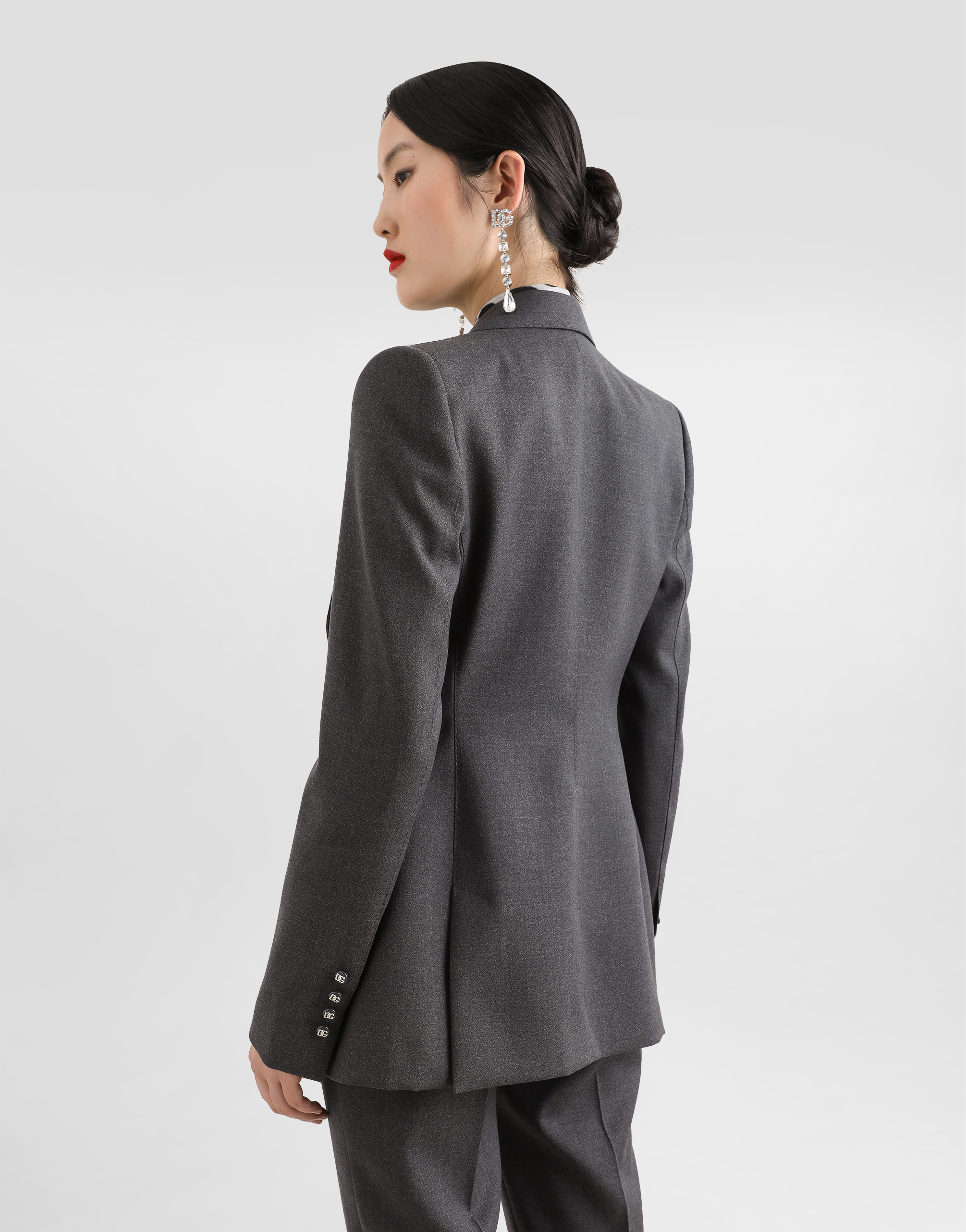 Dolce & Gabbana Single-breasted Woolen Turlington Blazer In Grey