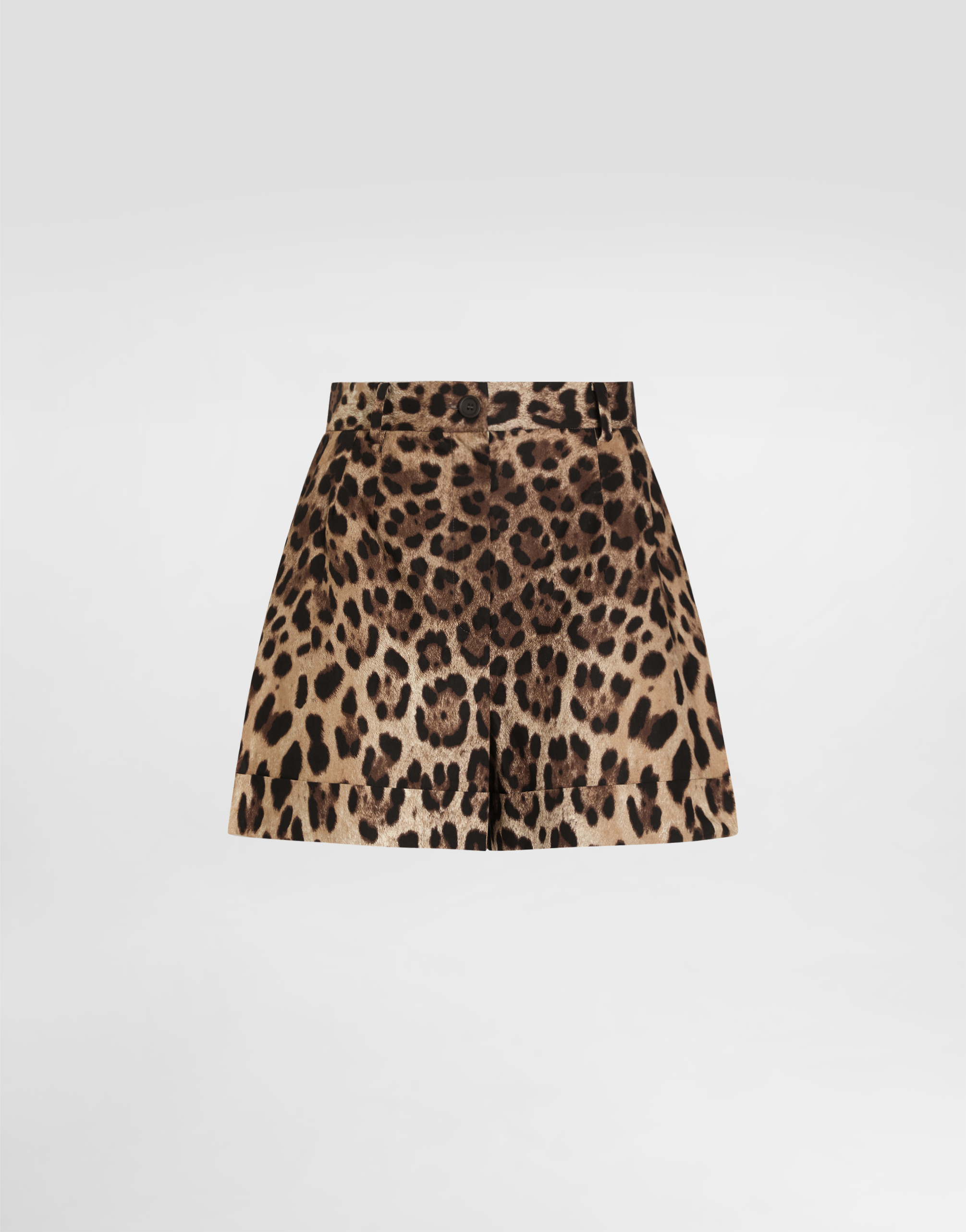 Dolce & Gabbana High Waist Leopard Stretch Drill Shorts In Multicolor