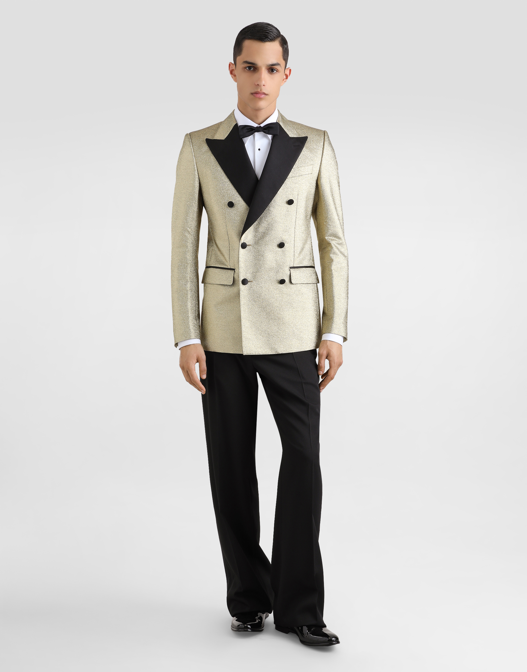 Dolce & Gabbana Double-breasted Lamé Jacquard Tuxedo Jacket In Gold
