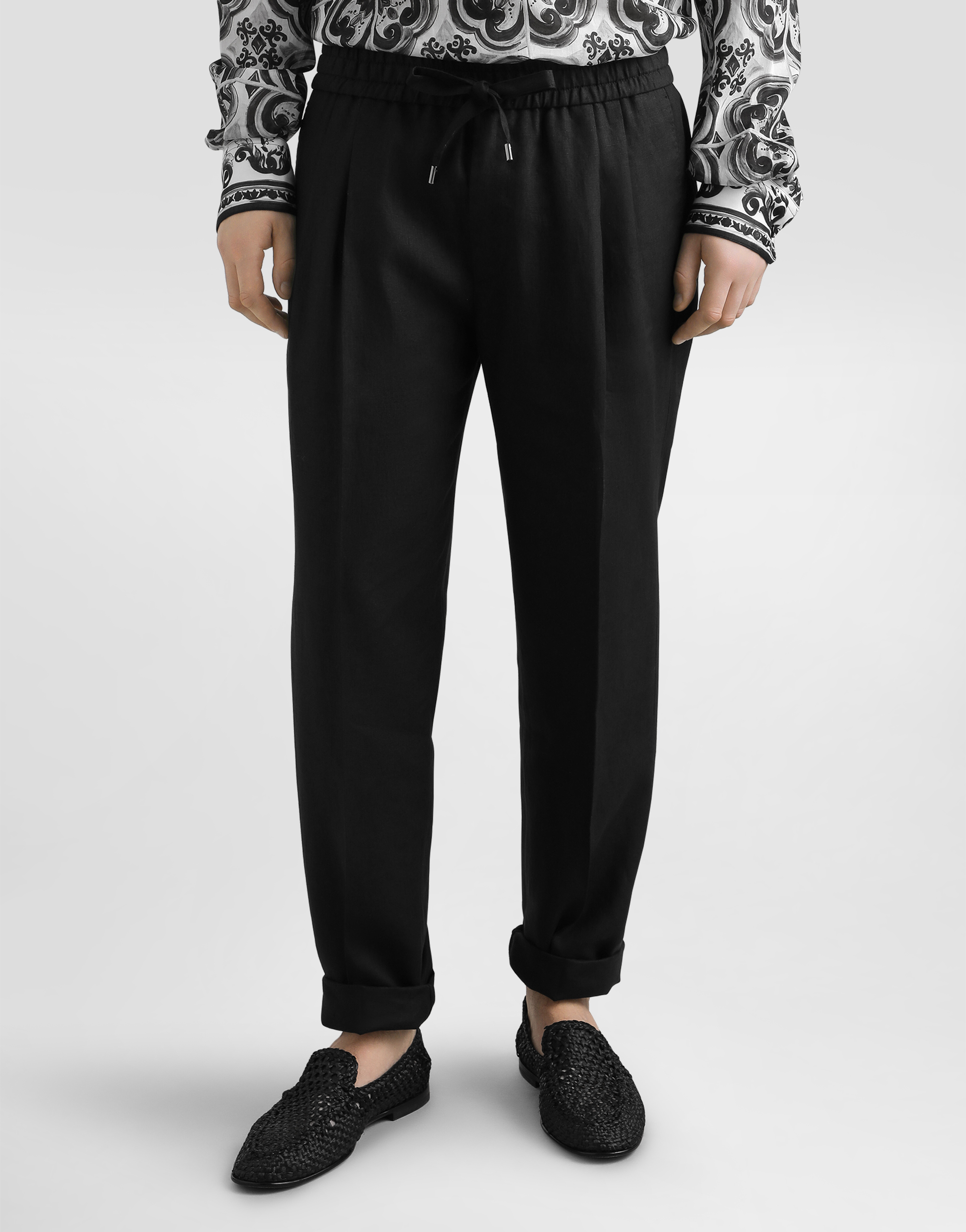 Dolce & Gabbana Drawstring Elastic Waist Casual Pants In Black