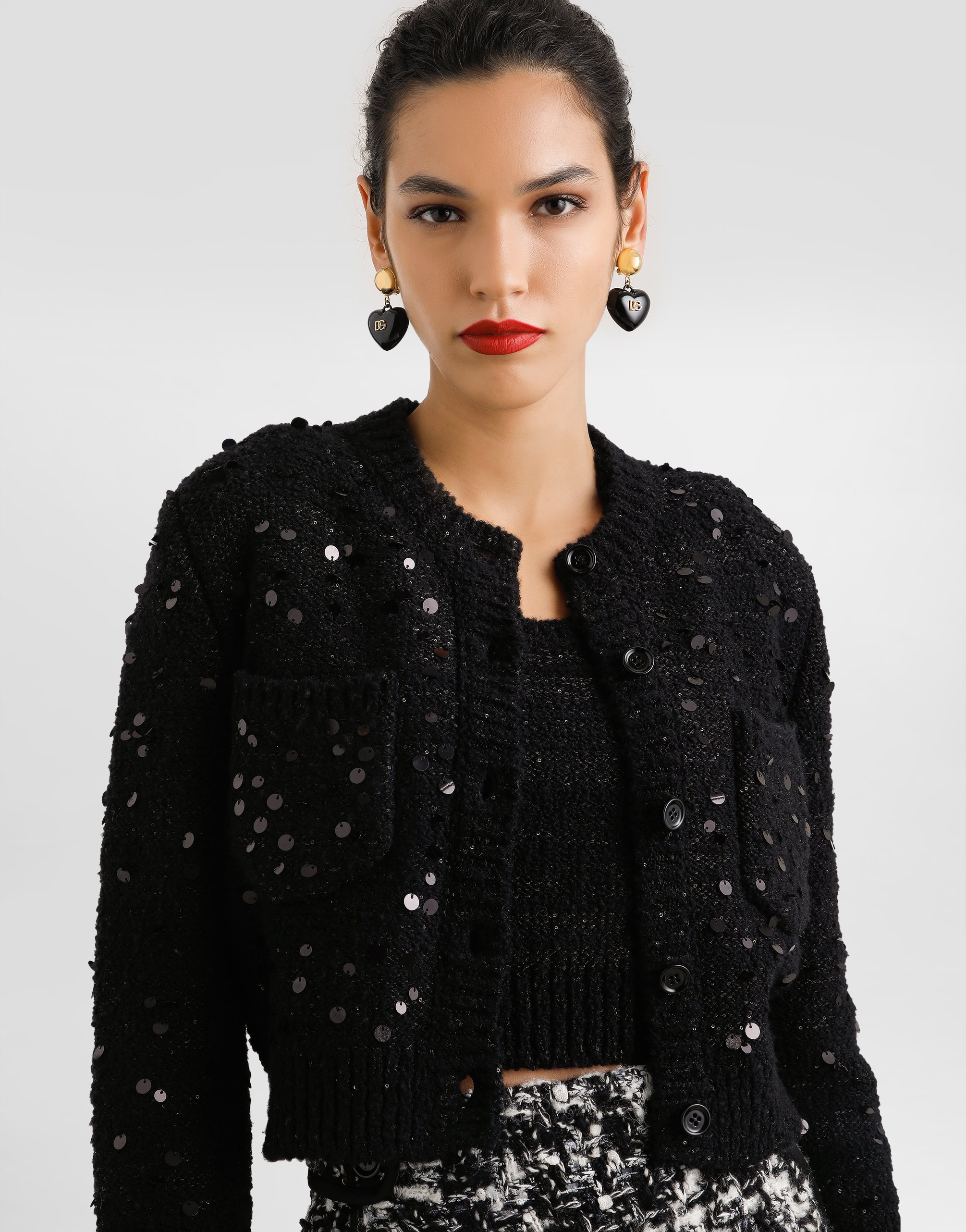 Dolce & Gabbana Wool Blend Cardigan In Black
