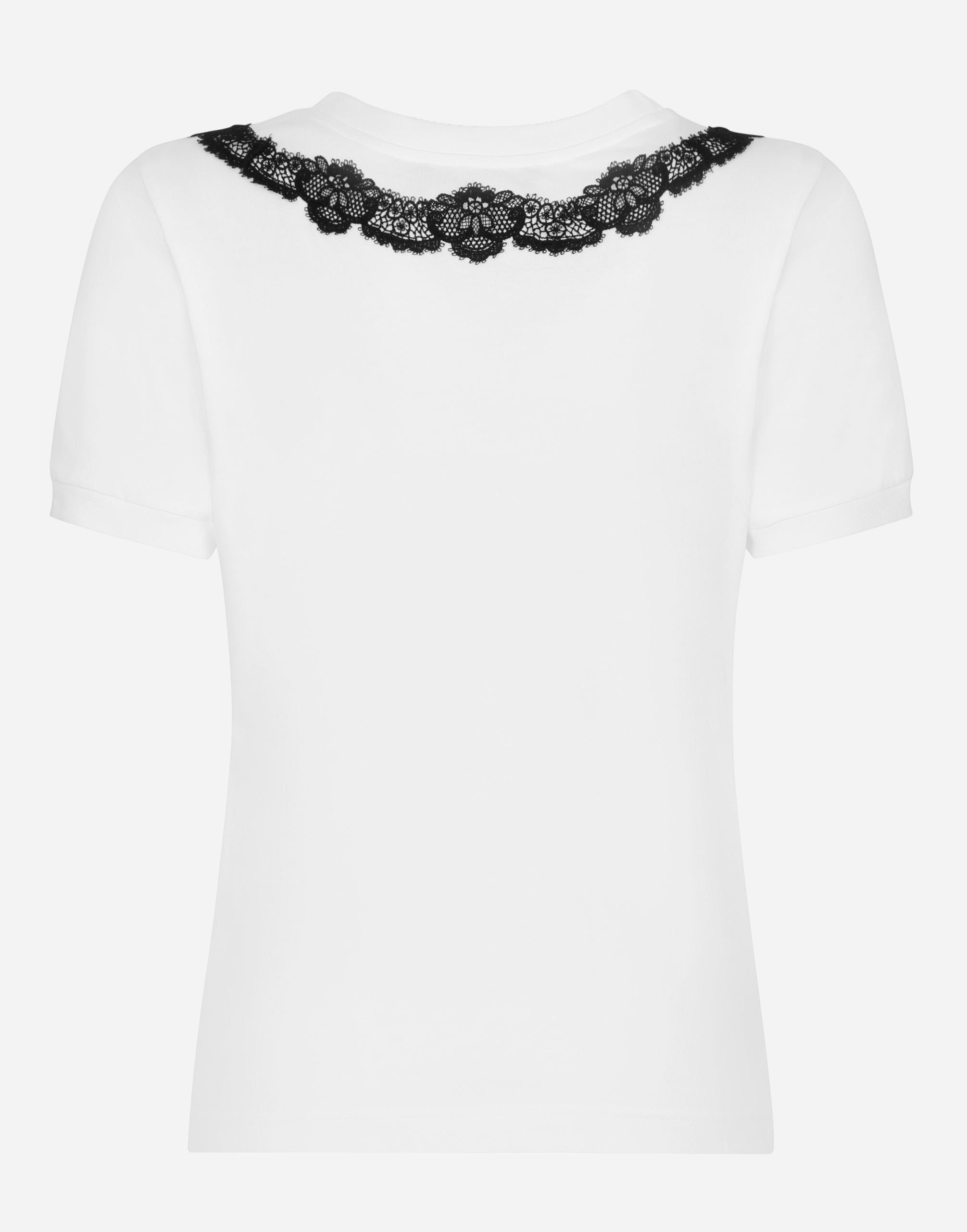 Dolce & Gabbana Lace-trimmed Cotton T-shirt In White