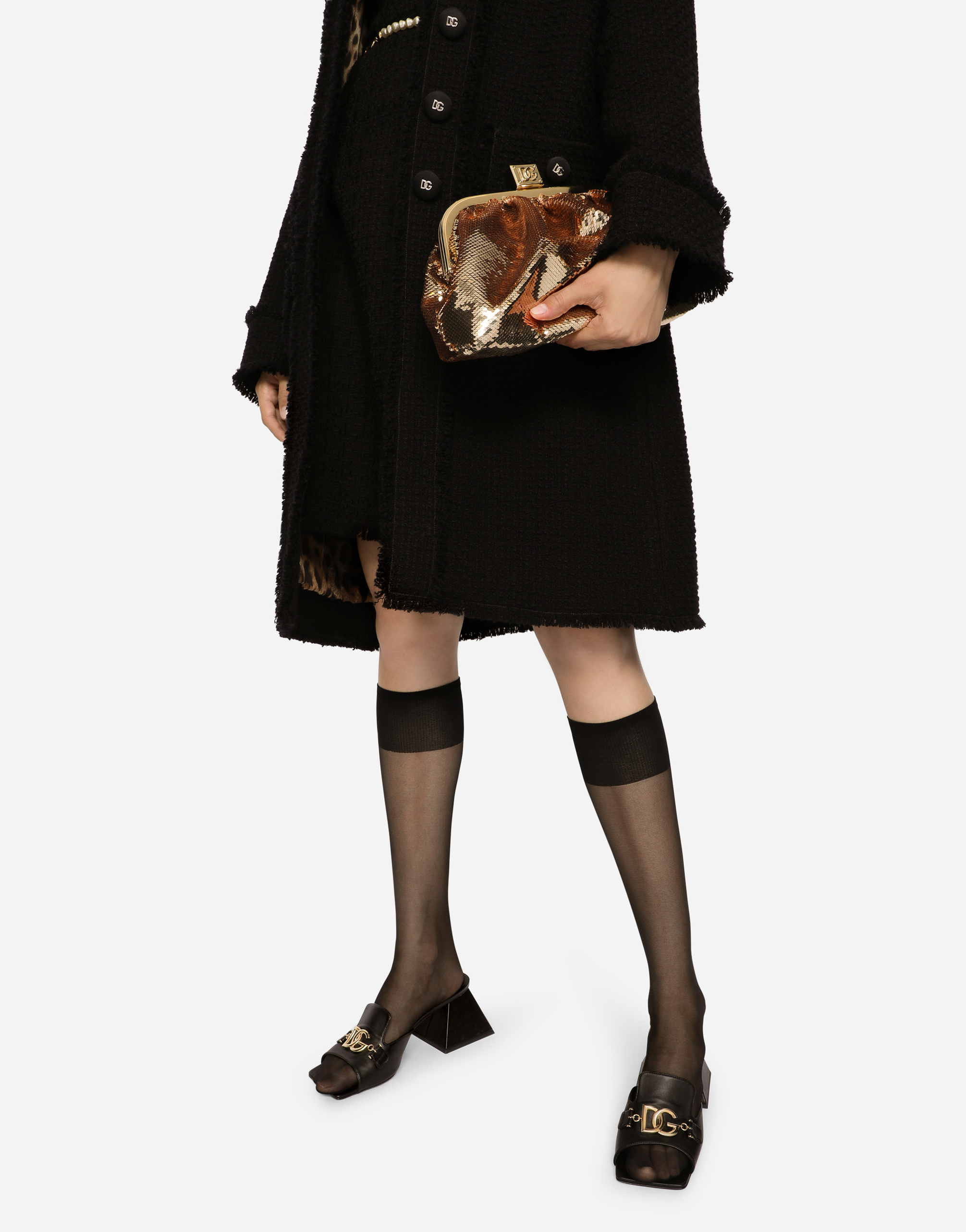 Dolce & Gabbana Sequined Maria Clutch In Gold
