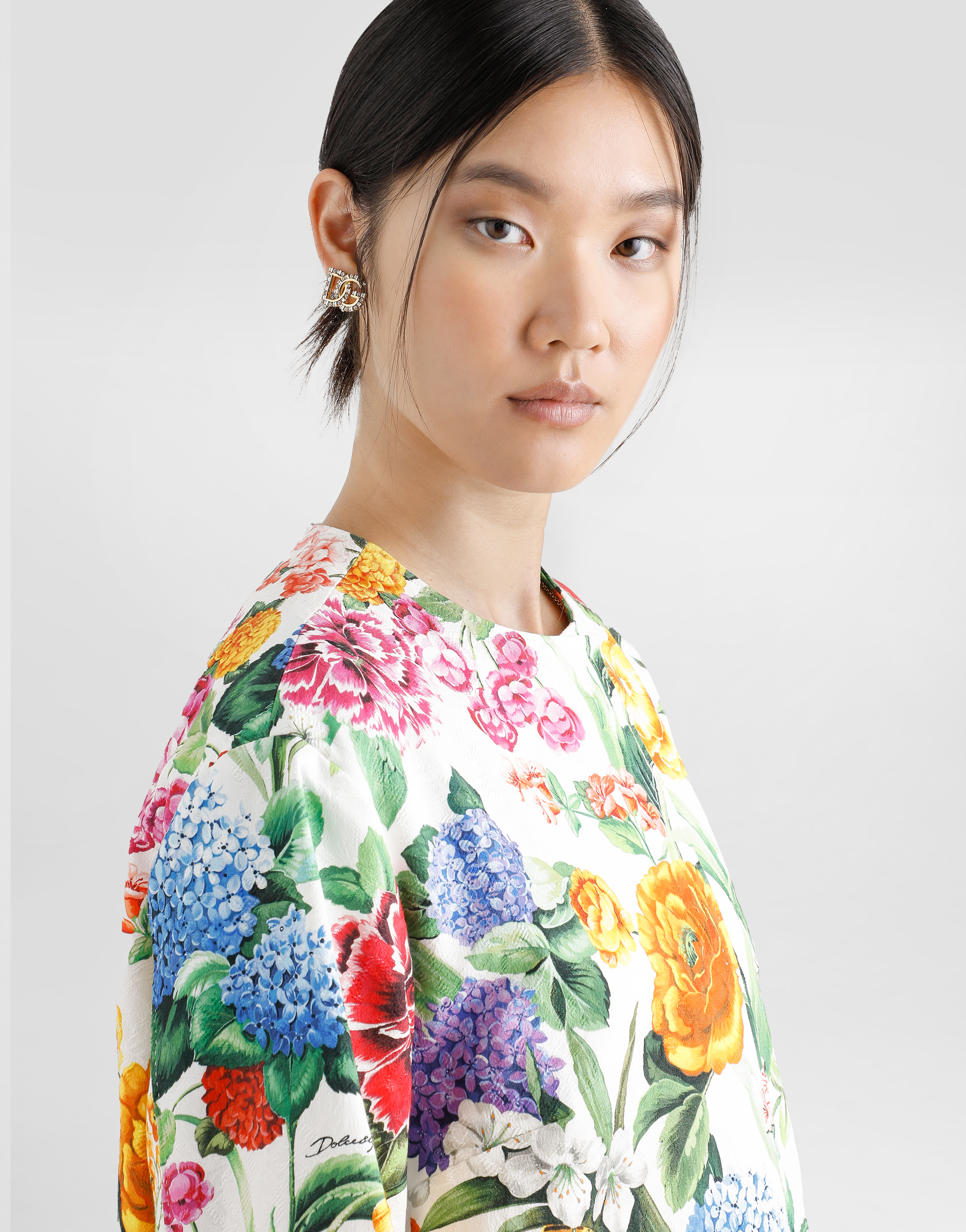 Dolce & Gabbana Floral-print Cotton Jacquard Coat In Print