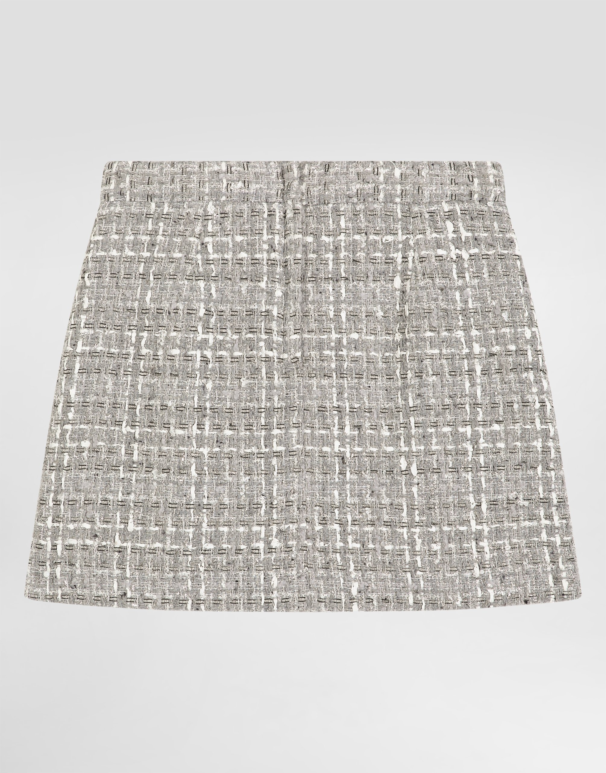 Dolce & Gabbana Lamé Bouclé Skirt With Decorative Buttons In Multicolor