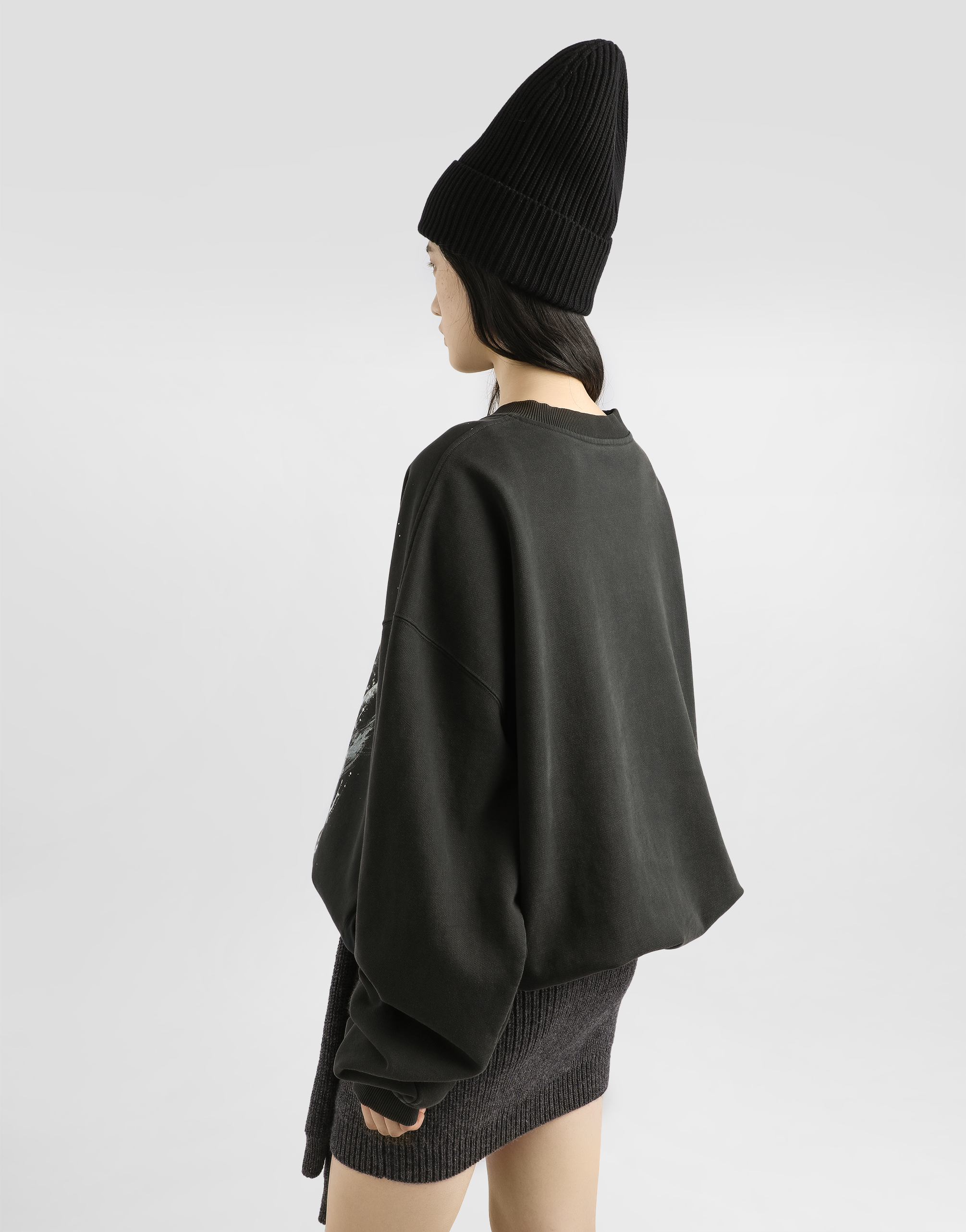 Cotton crew neck sweatshirt with print