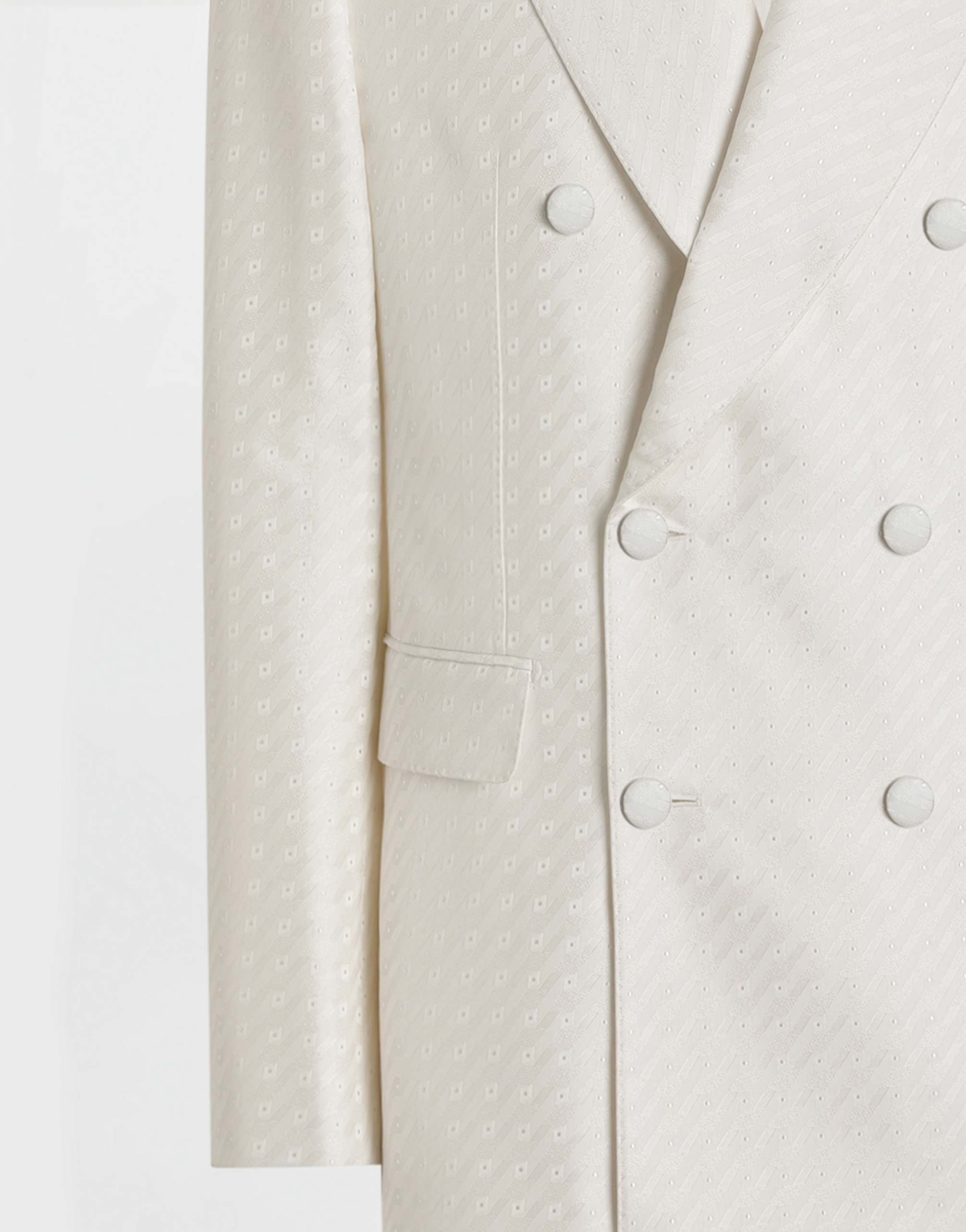  Dolce & Gabbana Double-breasted Sicilia Light Jacquard Jacket With Micro Pattern - Mann Anzüge Und Blazer Wei� 48 
