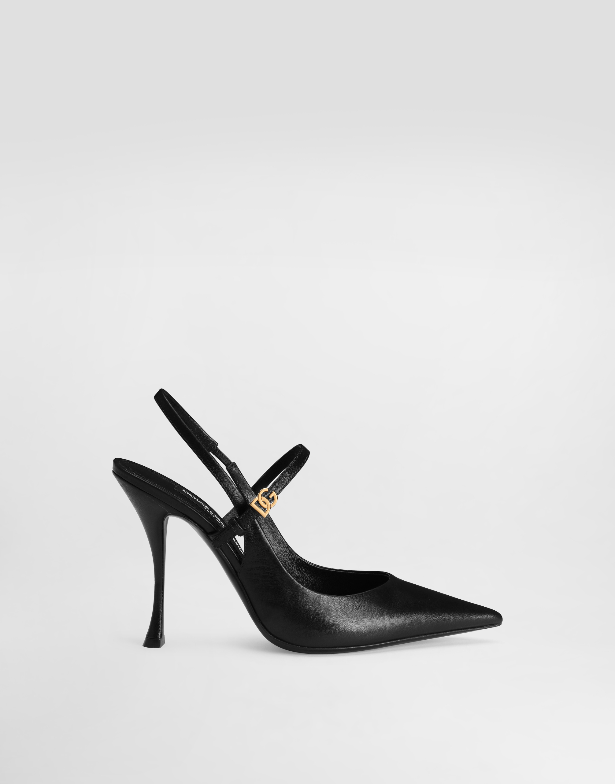 Polished goatskin slingback in Black for Women | Dolce&Gabbana®