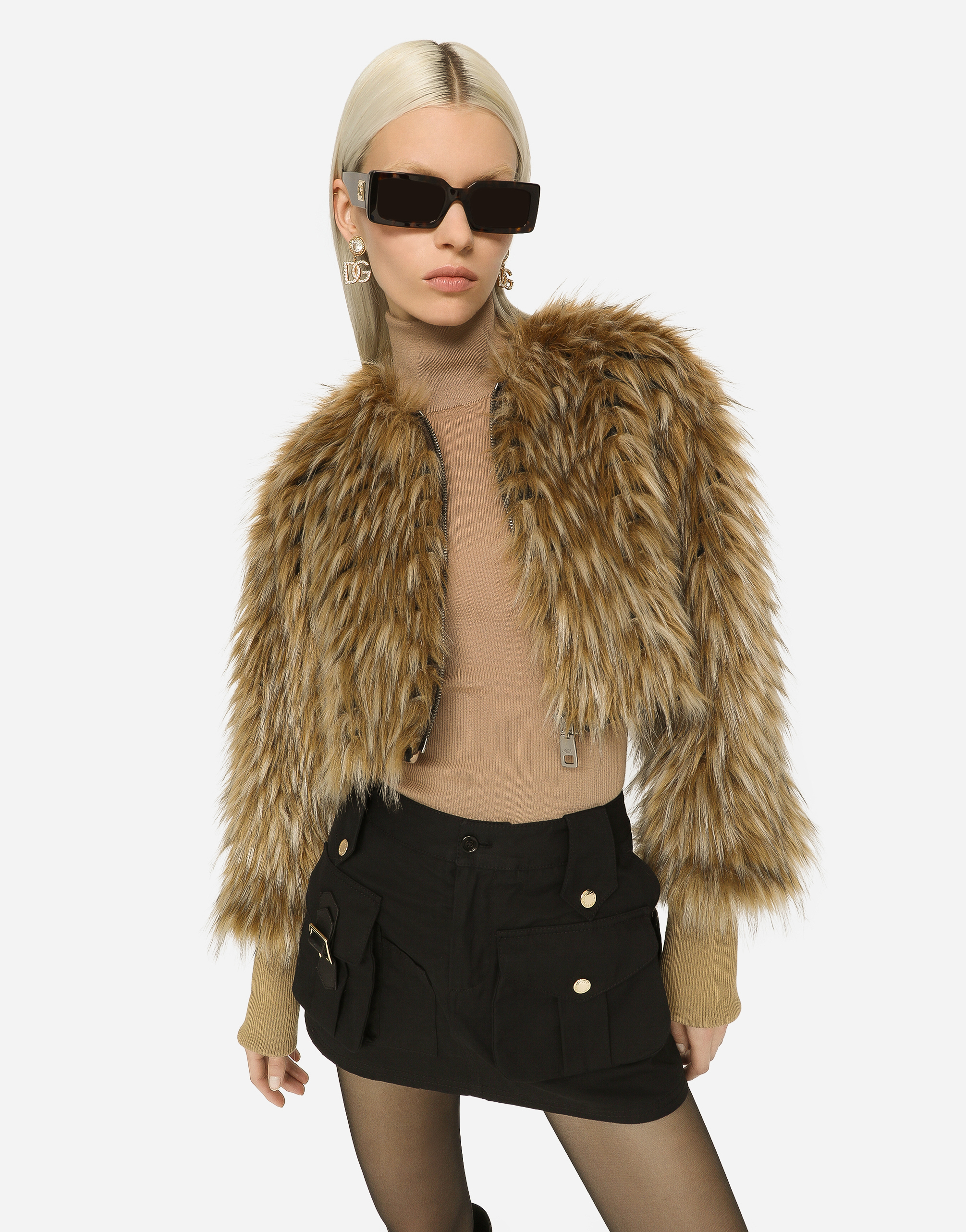 DOLCE & GABBANA SHORT FAUX FUR JACKET