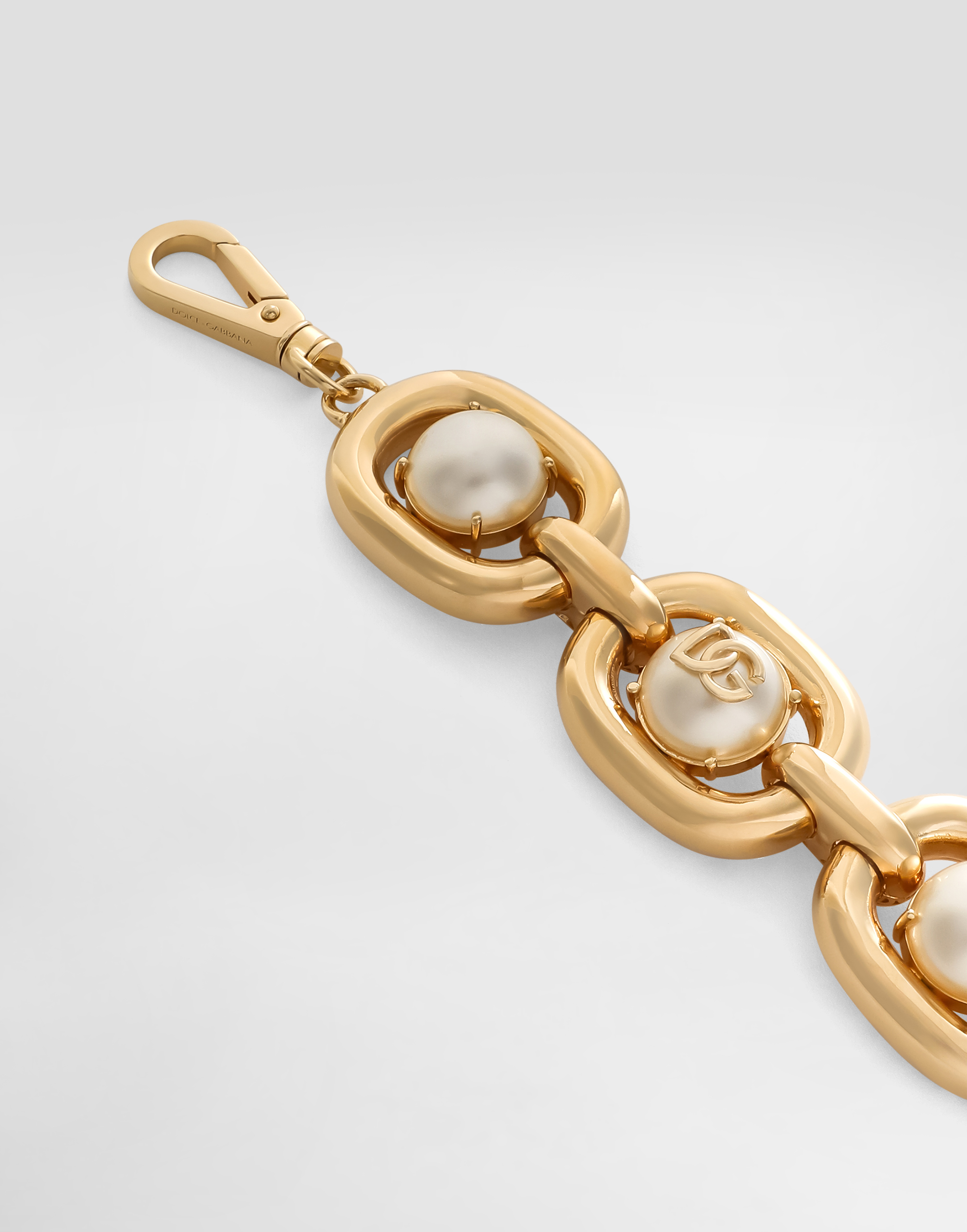 Dolce & Gabbana Maxi-bracelet With Cabochon Details And Dg Logo In Gold