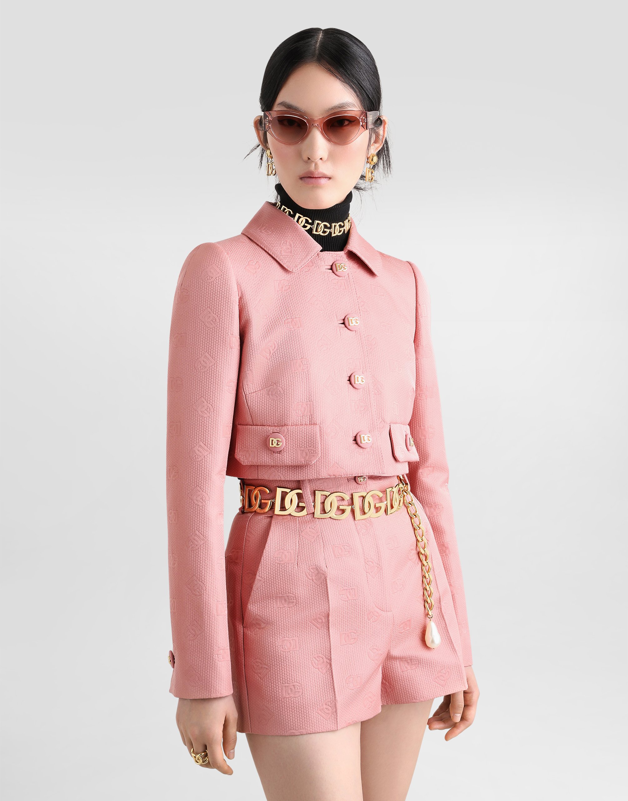Dolce & Gabbana Monogram-jacquard Shorts In Pink
