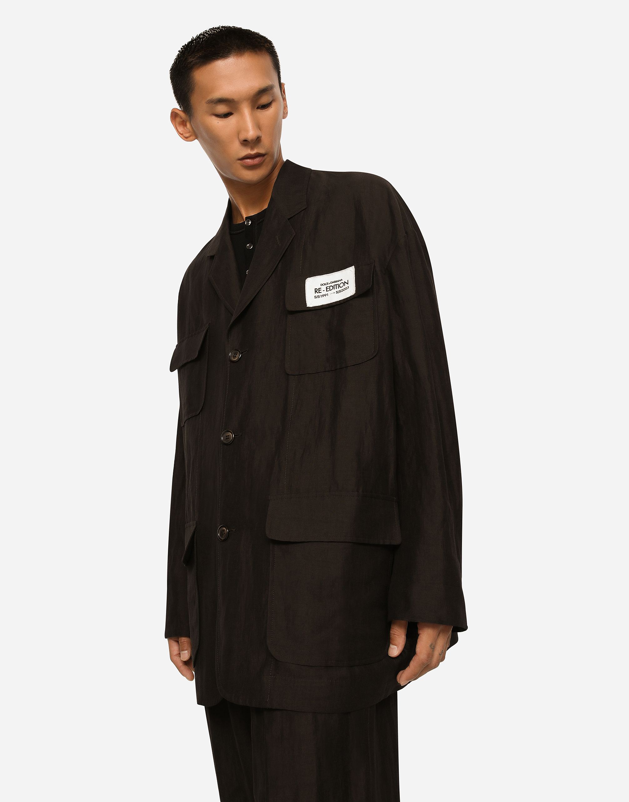 DOLCE & GABBANA OVERSIZE SINGLE-BREASTED LINEN AND VISCOSE JACKET